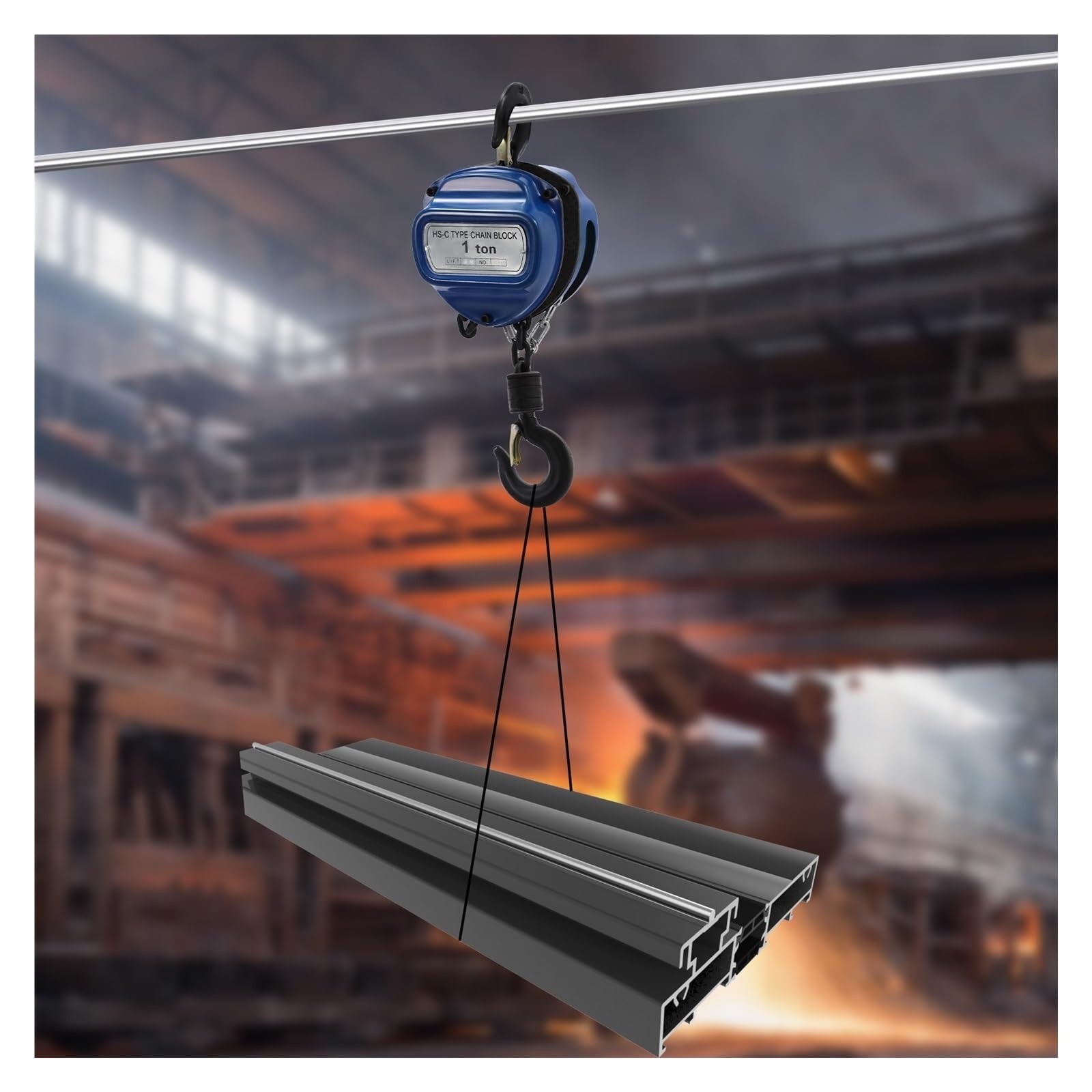 Paranco A Catena Manuale Con Capacità Di Sollevamento 1000 Kg, Blocco In Acciaio Dadi Antiscivolo For Fabbriche Aziende Agricole Garage Elevata Capacità Di Carico