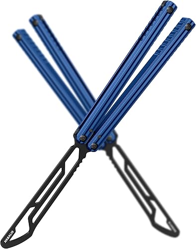 Miniatura 11 de Navalis Impulse Cuchillo Mariposa Balisong para Entrenamiento de Volteados, Práctica Desafilada, Sin Filo, Herramienta de Metal Liviana, Amistosa