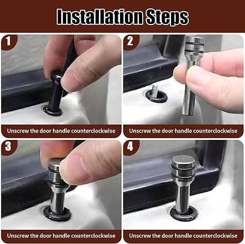 Miniatura 6 de 4 columnas de perilla de bloqueo de puerta automática, 1.93 x 0.47 pulgadas, cubierta personalizada de aleación a rayas para cerradura de puerta,