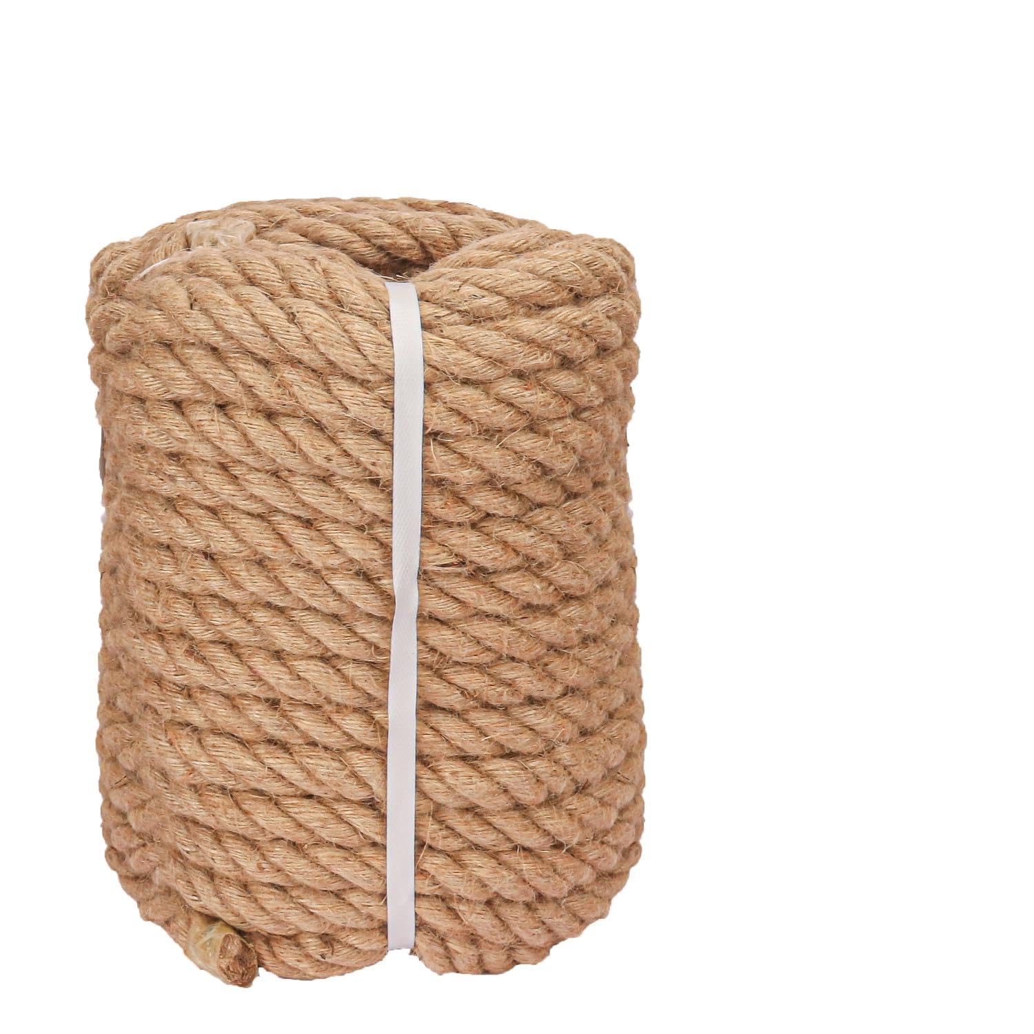Diameter 1 Inch Hemp Rope 100 Feet Length Thick Jute Rope, Nautical Manila Ropes for Decorative Ropes for Outdoor Landscaping, Gardening, Home Improvement, Crafts