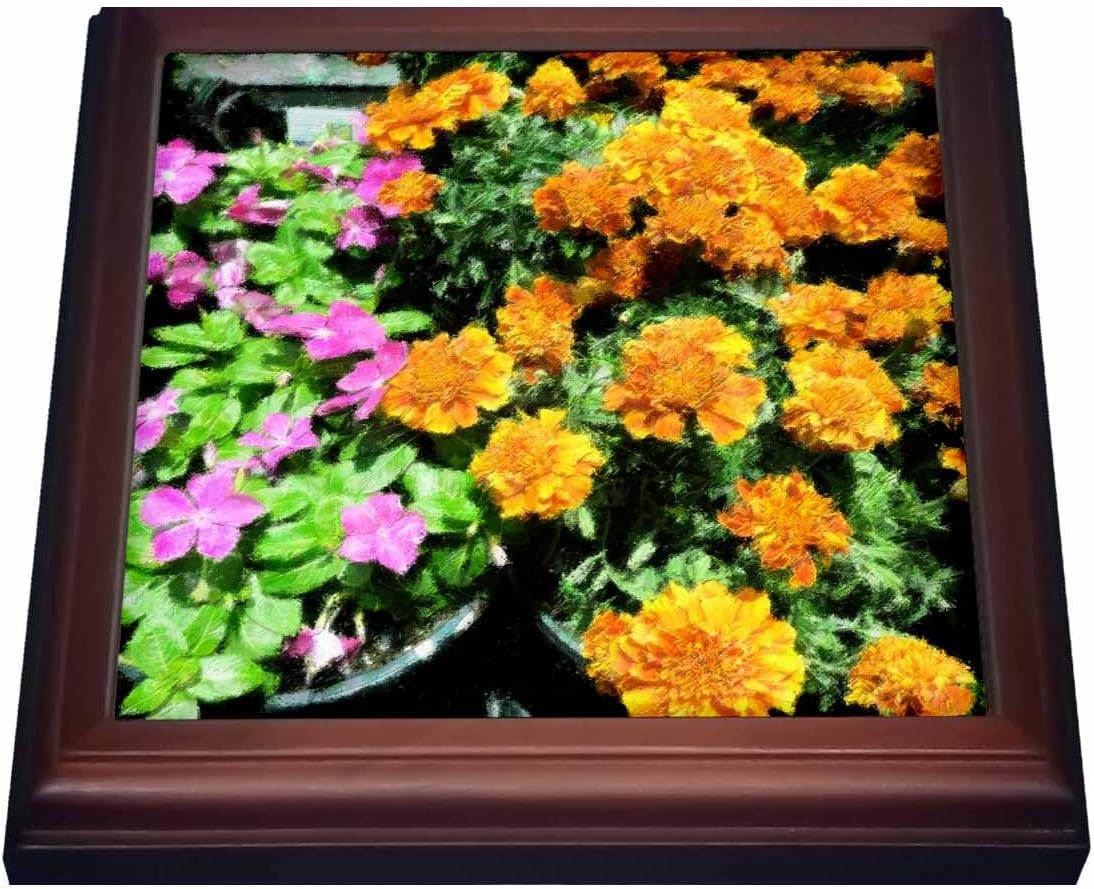 3dRose Flower Pot Pretty Trivet with Ceramic Tile, 8 by 8", Brown