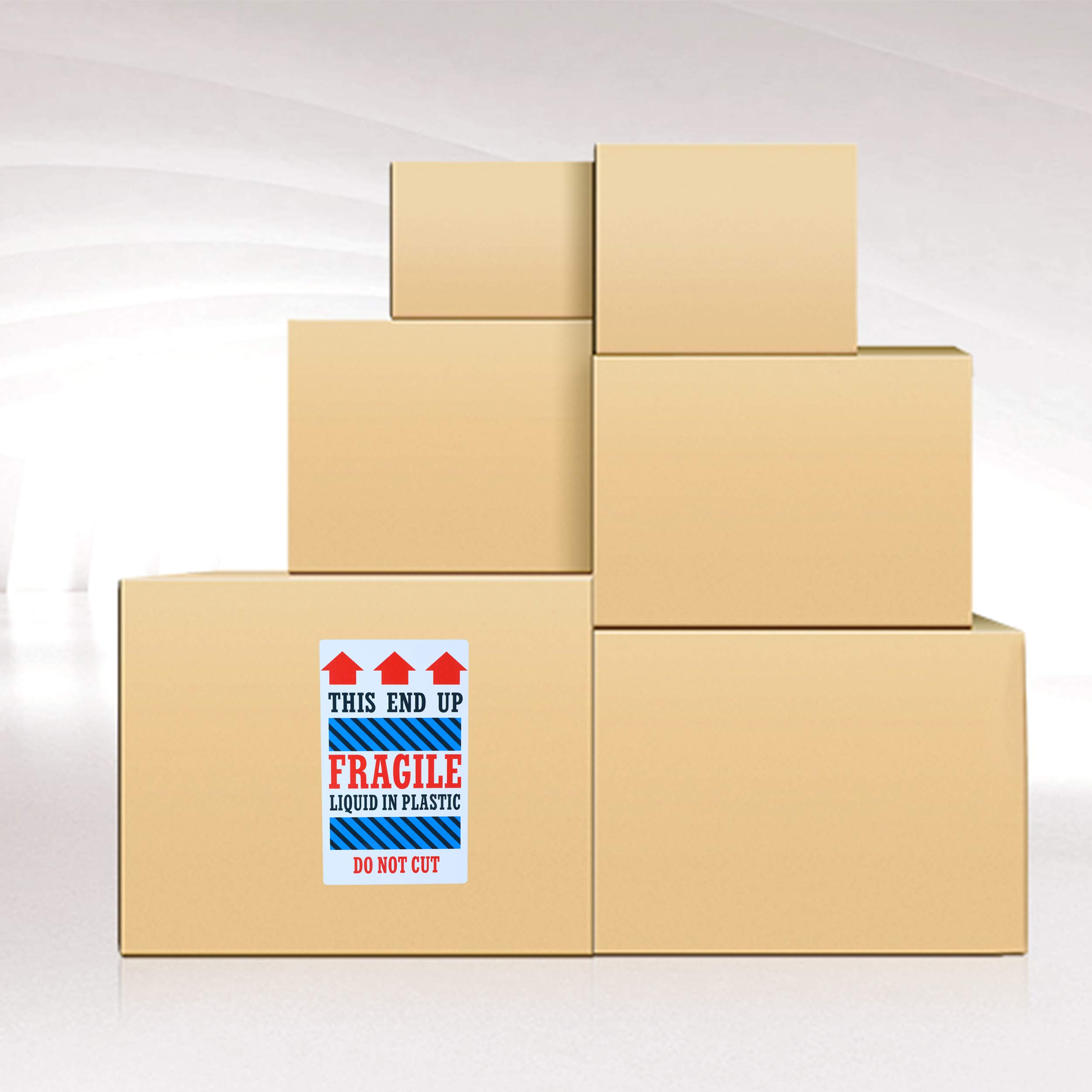 7,6 x 12,7 cm Fragile This End Up Autocollants liquides en plastique Do Not Cut Étiquettes d'expédition – 100 autocollants par rouleau (10 rouleaux)