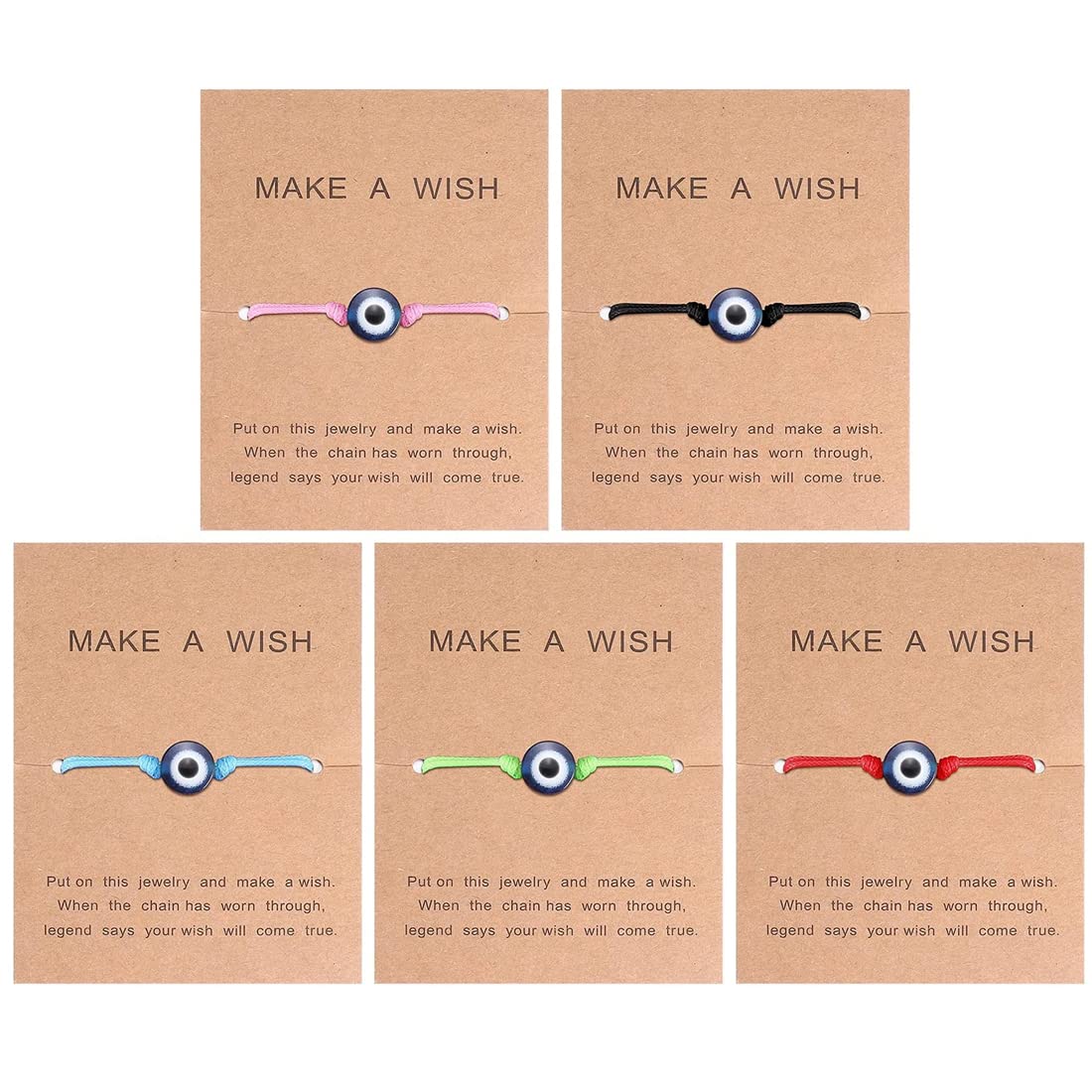 JewenovaFriendship Bracelet Set of 5 Sunflower Cross Star Heart Compass Bracelets Adjustable Bracelet Handmade Simple Cute Bracelets BFF Best Friend Women Jewelry Gift with Make A Wish Card