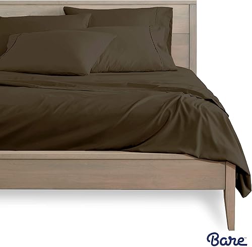 Miniatura 2 de Bare Home Juego de sábanas de microfibra de 4 piezas con 2 fundas de almohada (individual XL, cacao)