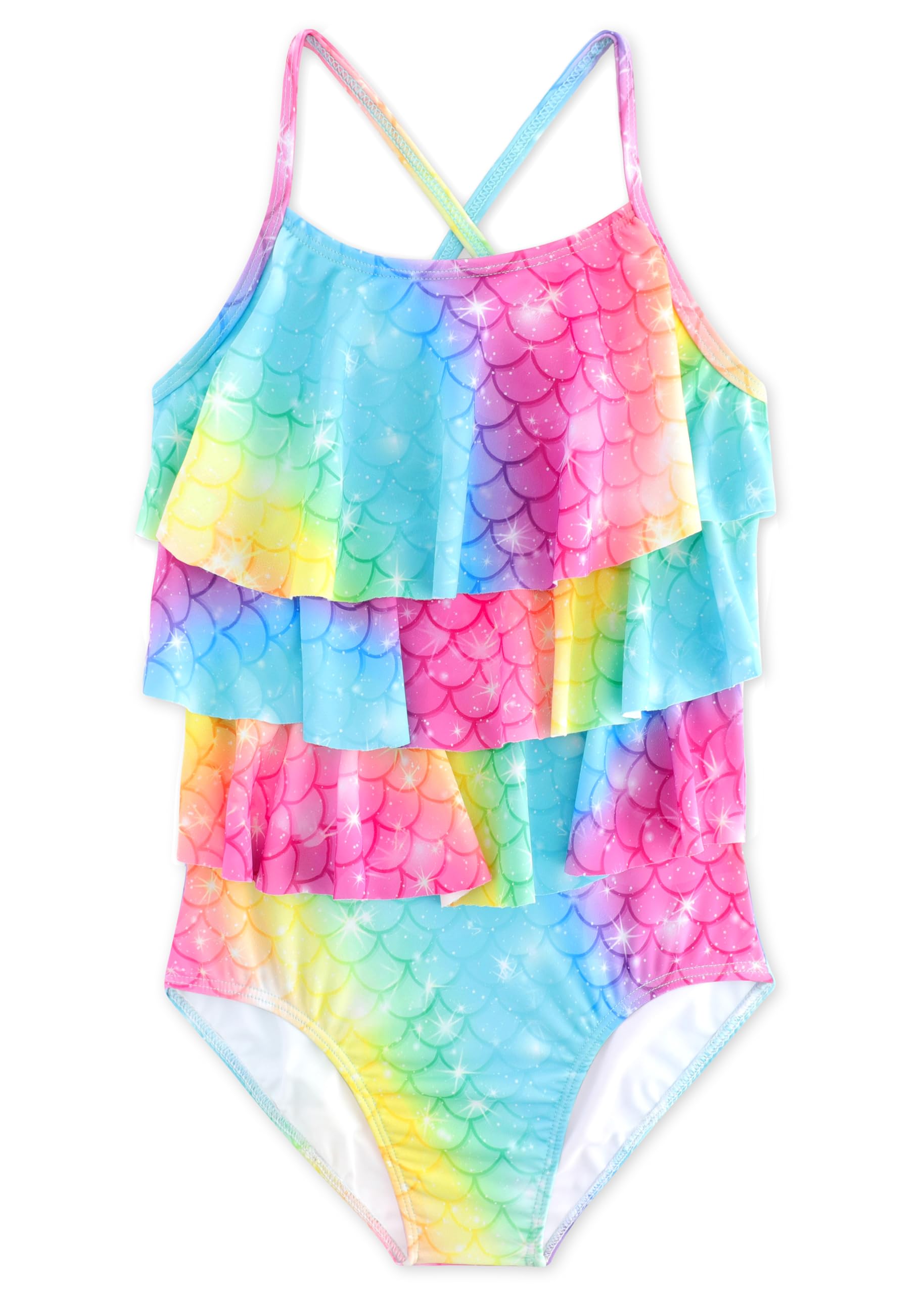 Dolxico Girls One Piece Swimsuits Cute Ruffles Swimming Bathing Suit with Adjustable Straps Beach Pool Kids Swimwear 3T-12