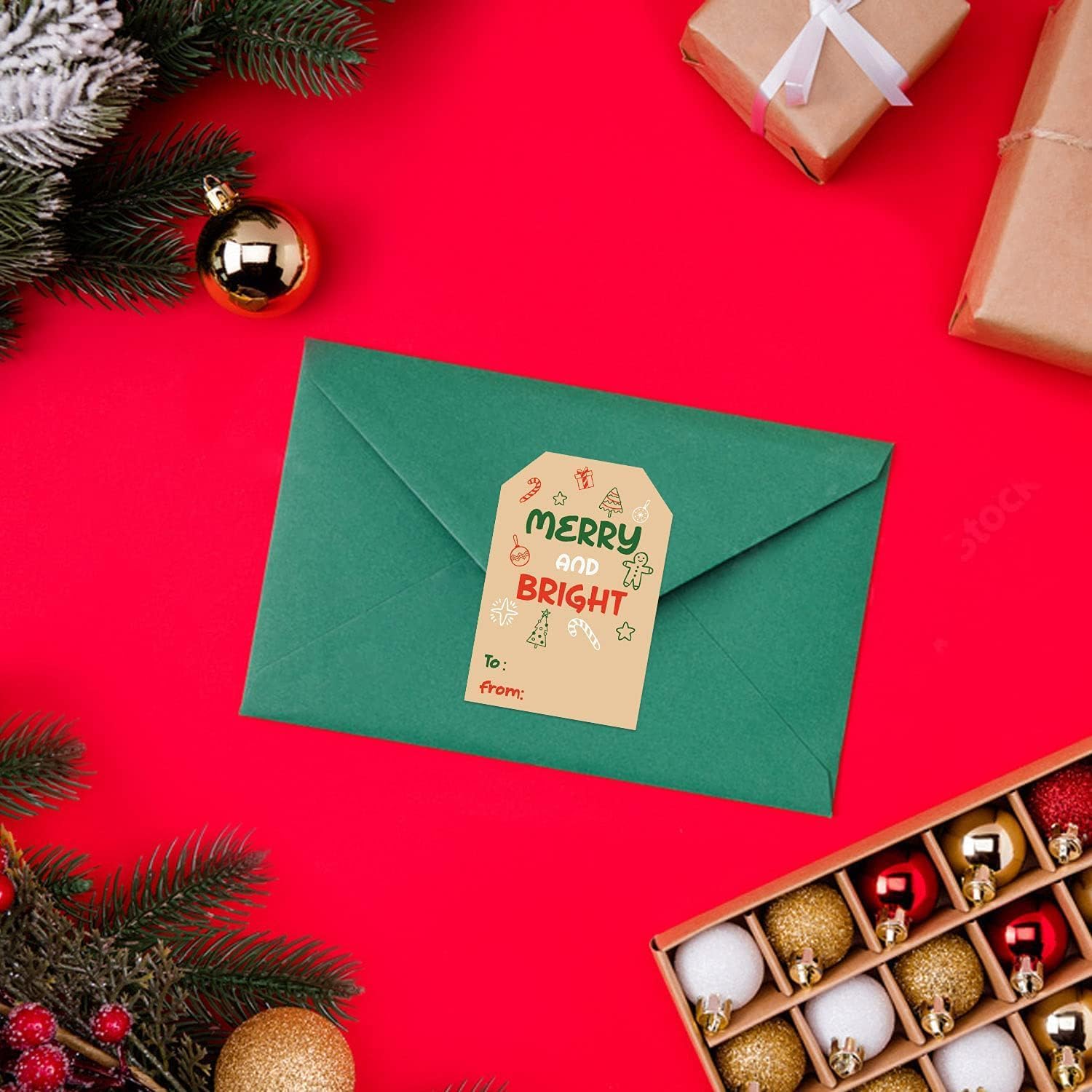 Haooryx Kraft Christmas Gift Tags - 160Pcs Self-Adhesive Kraft Color Christmas Gift Tags Santa Claus Stickers Paper Name Writable Label Xmas Winter Party Presents Package Envelope Seals Cards Labels - Image 6