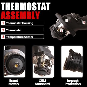 MITZONE Aluminum Coolant Thermostat Housing Assembly Compatible with 2011-2020 Mercedes Benz CL550 CLS550 E550 GL550 GLE550 GLS550 S550 ML550 SL550 ML500 S500 GL500 CL63 AMG E63 AMG 4.7L 5.5L V8 M278