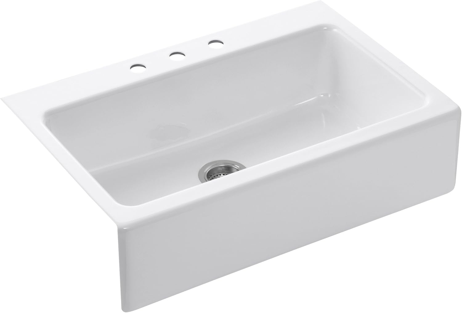 KOHLER K-6546-3-0 Dickinson Apron-Front, Tile-In Kitchen Sink, White