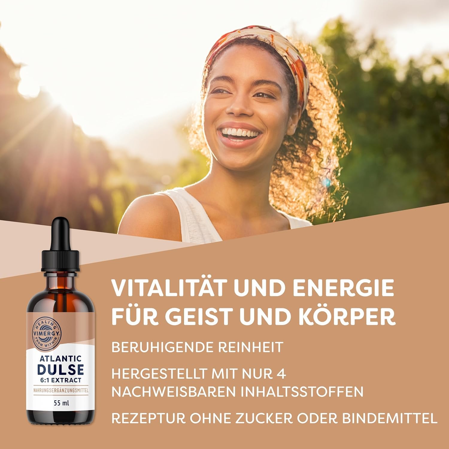 Vimergy Atlantic Dulse – Nahrungsergänzung aus Lappentang – Atlantic Dulse Tropfen auf Glycerinbasis – Rezeptur ohne Zucker oder Bindemittel – Gentechnik- und Glutenfrei (55 ml)