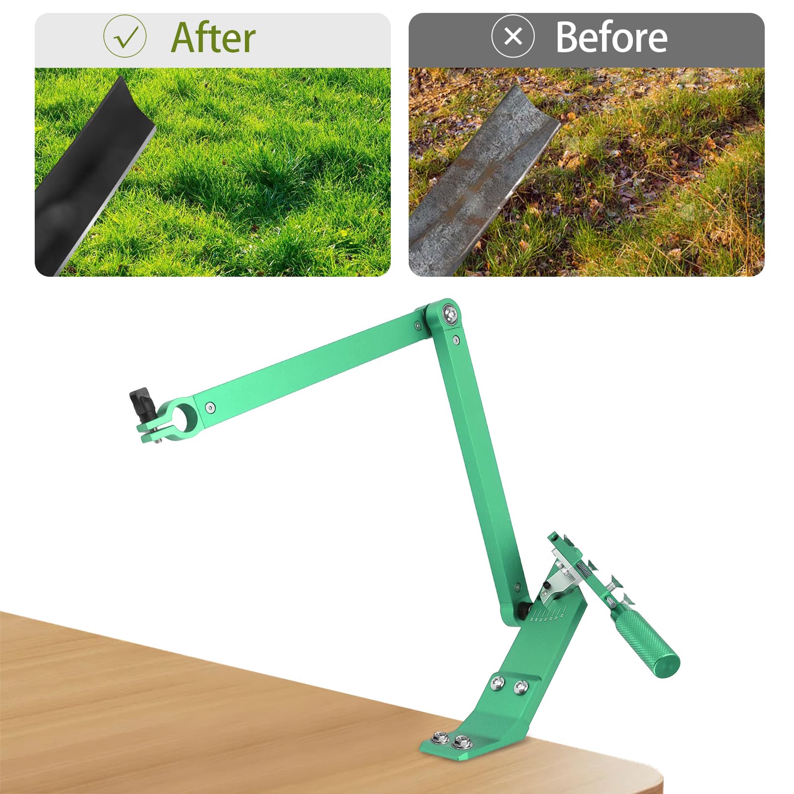 Afilador de Cuchillas para Cortacésped, Herramienta Ajustable para Afilar Cuchillas para Cortacésped, Diseño Recto de Aleación de Zinc con ángulo de 15 a 45 Grados, para Propietarios y (GREEN)