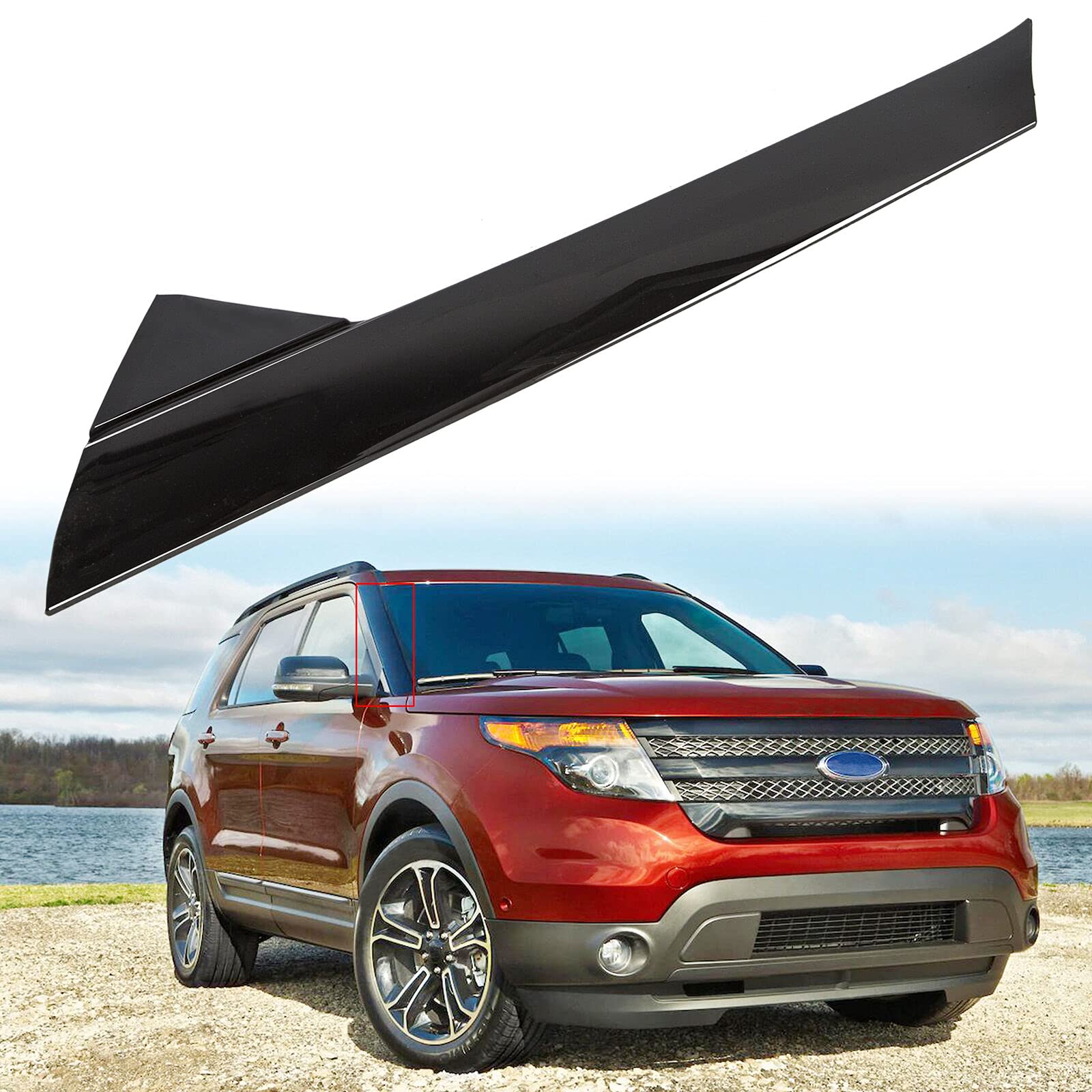 MACHSWON Ajuste para Ford 2011-19 Explorer parabrisas exterior moldura pasajero lado derecho derecho