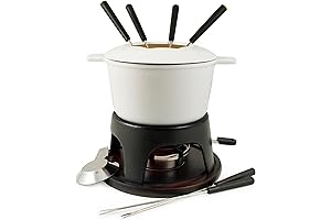 Swissmar Sierra Matte White Cast Iron Fondue Set