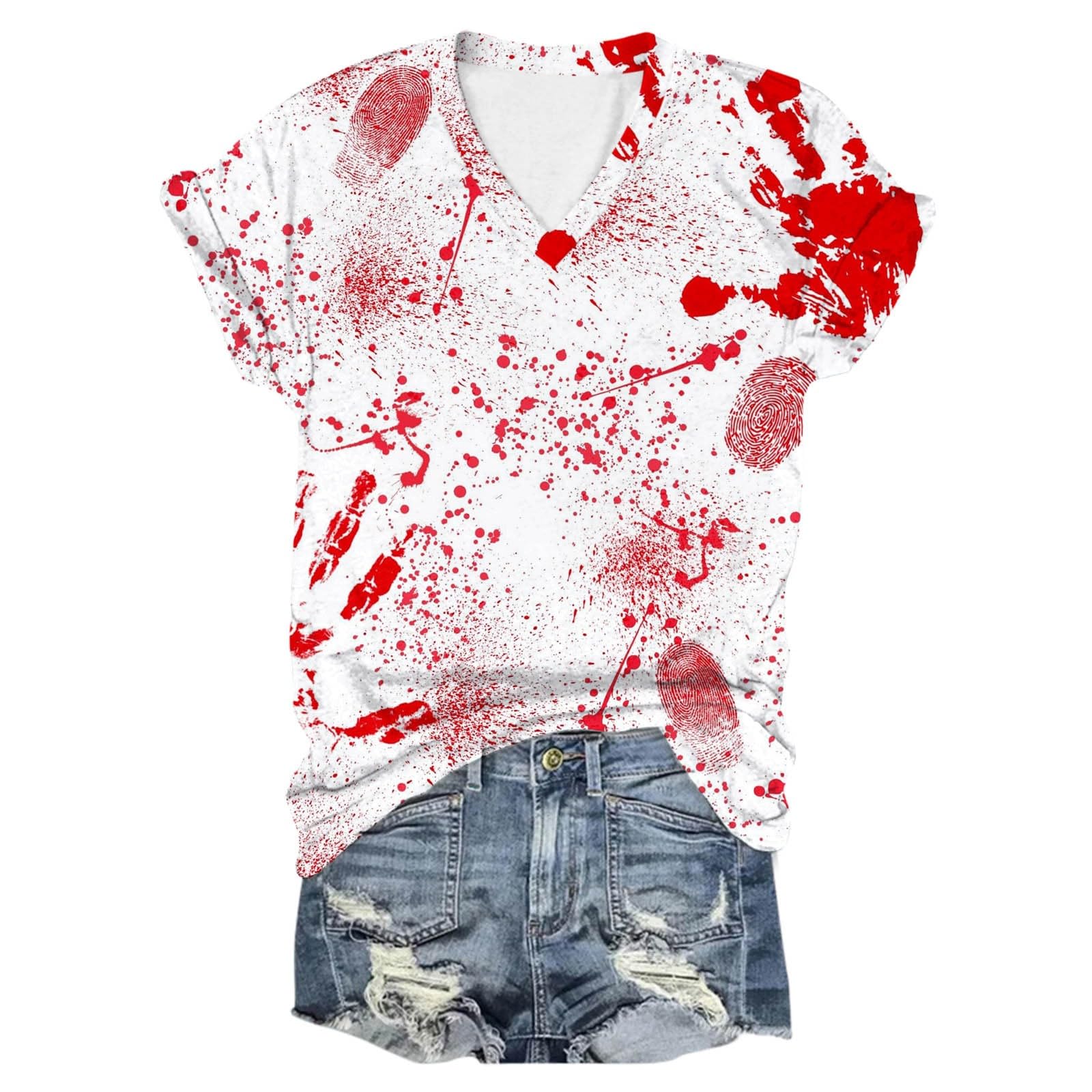 Halloween Costume I'm Fine Bloody T Shirt Shirt with Blood Shirt Blood Splatter Shirt Bloody Halloween Im Fine Costume (Camouflage, XXXXL)