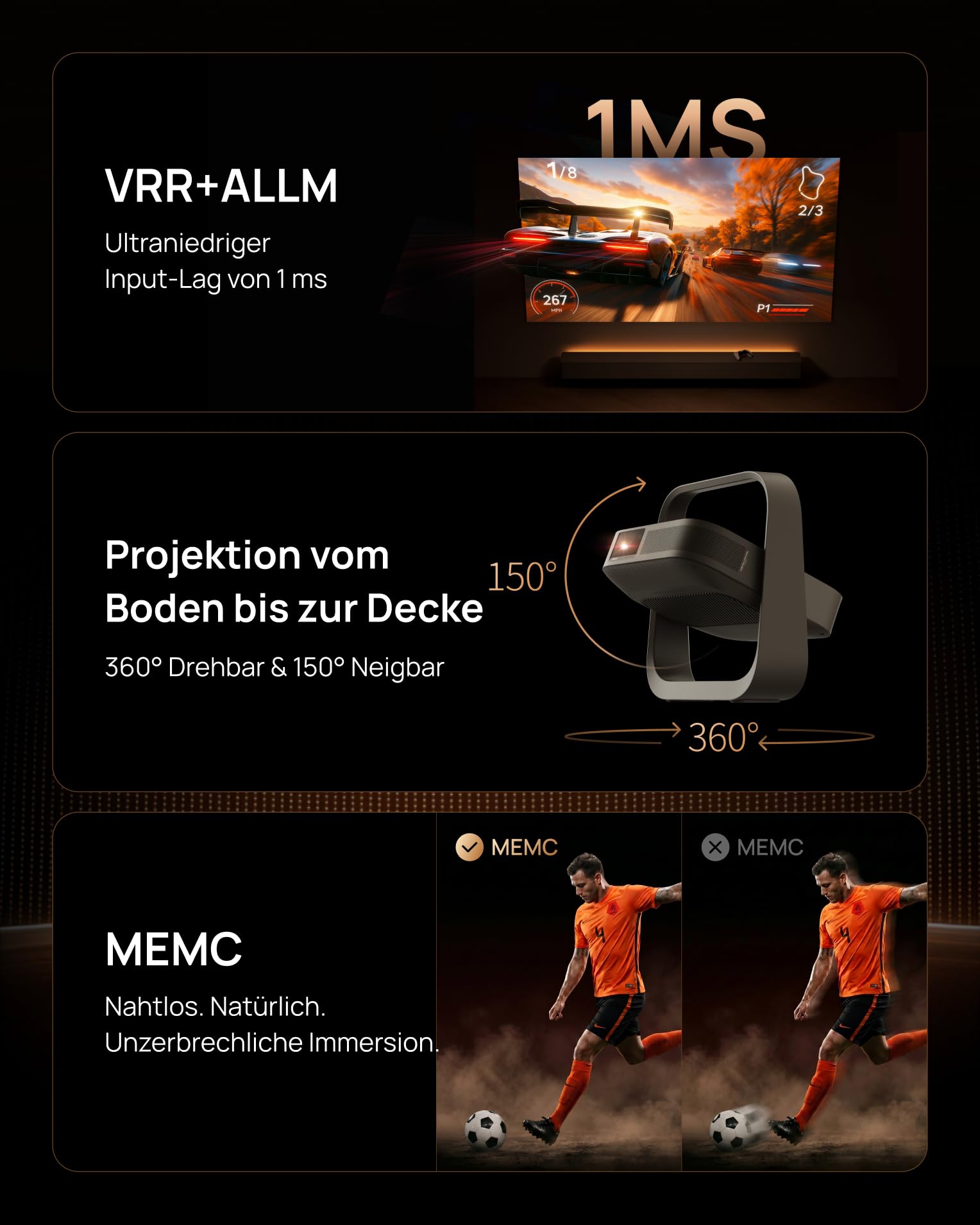 XGIMI Elfin Flip 4K Tragbarer RGB Triple Laser Heimkino Beamer | Google TV & Netflix, 1600 ISO Lumen, Native 4K, 0.98-1.3:1 Optical Zoom, Harman Kardon Sound, Autofokus für Home & Outdoor