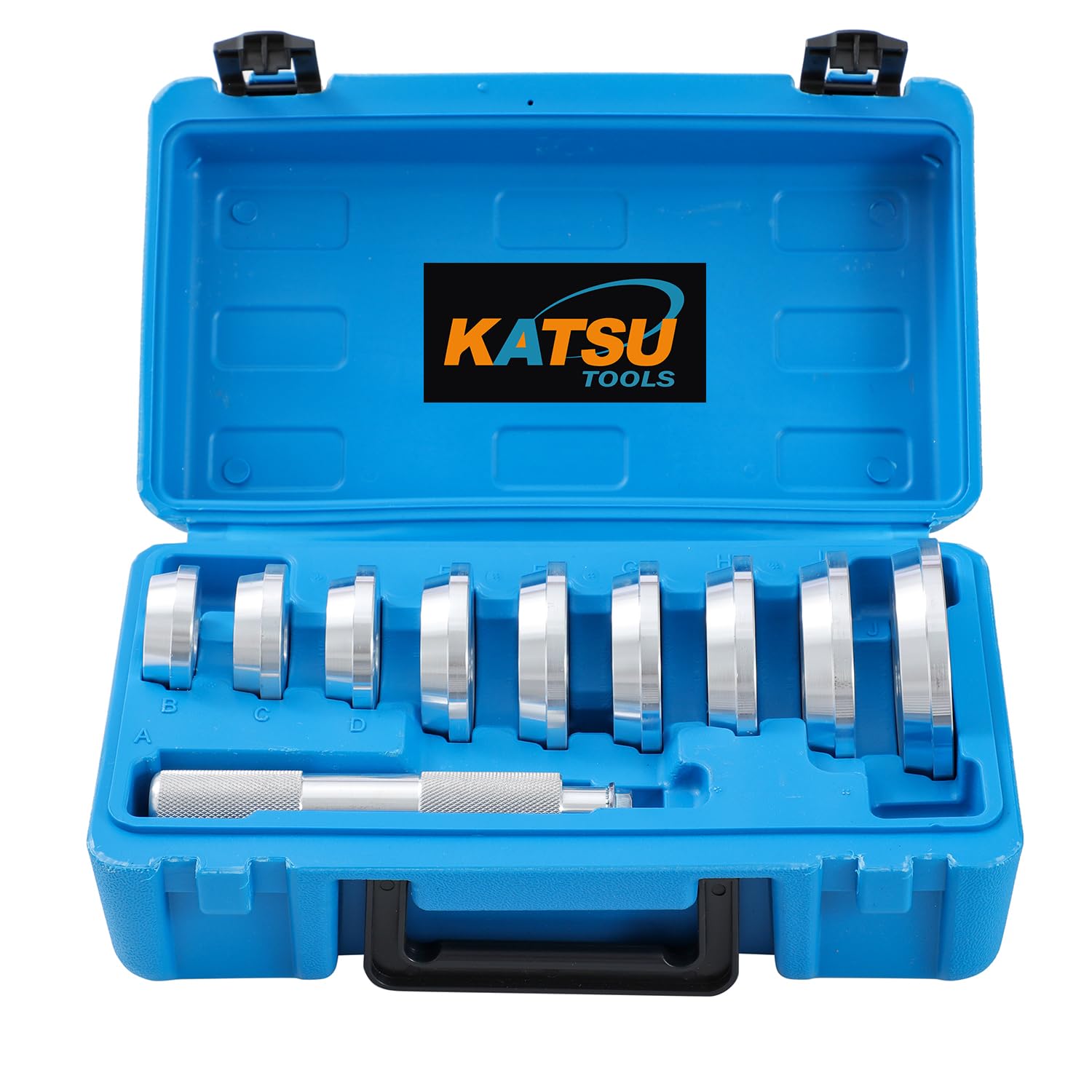 KATSU 10PCs Herramientas de Aluminio para rodamientos de Eje y Sellado con Funda de Transporte, Kit Universal para Rodamientos de Ruedas de Coche Arrancador Extractor 450757A