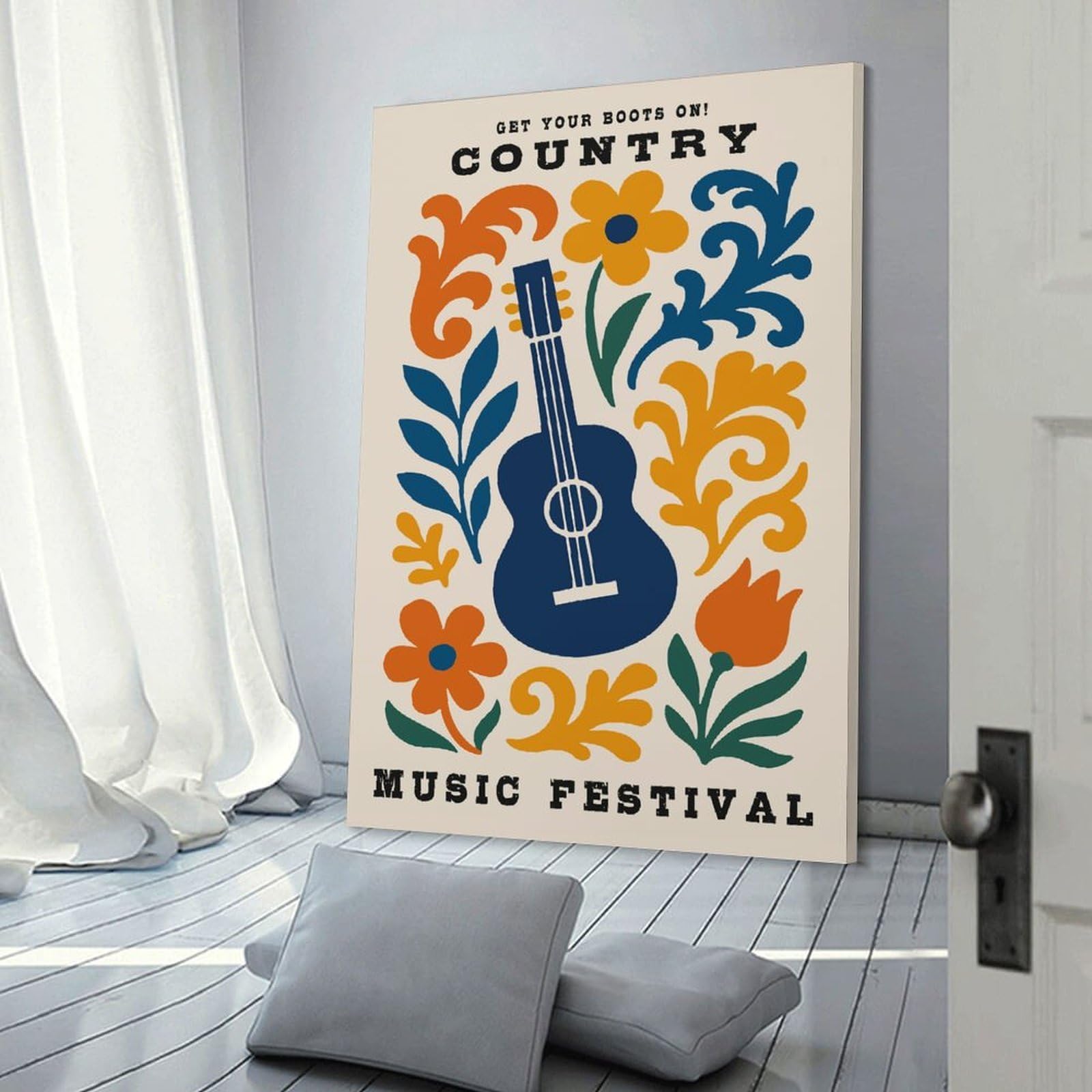 Junmoney Canvas Wall Decor Country Music Festival, 12x18inch(30x45cm), for Gallery Wall Layouts in Home Or Office, Home Wall Art for Statement Displays