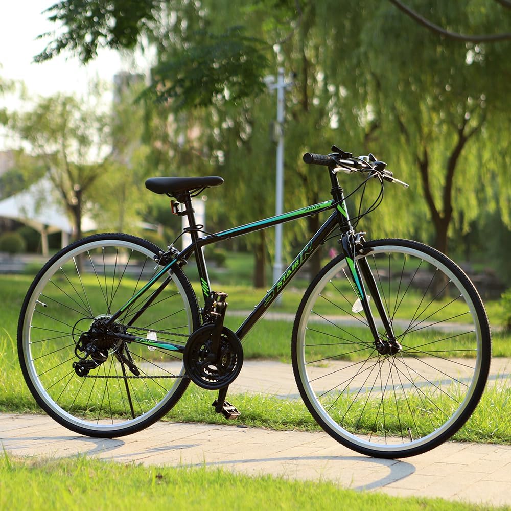 クロスバイク 自転車 シマノ製21段変速 700x25C 前後キャリパーブレーキ ワイヤ錠のプレゼント付き 通勤 通学