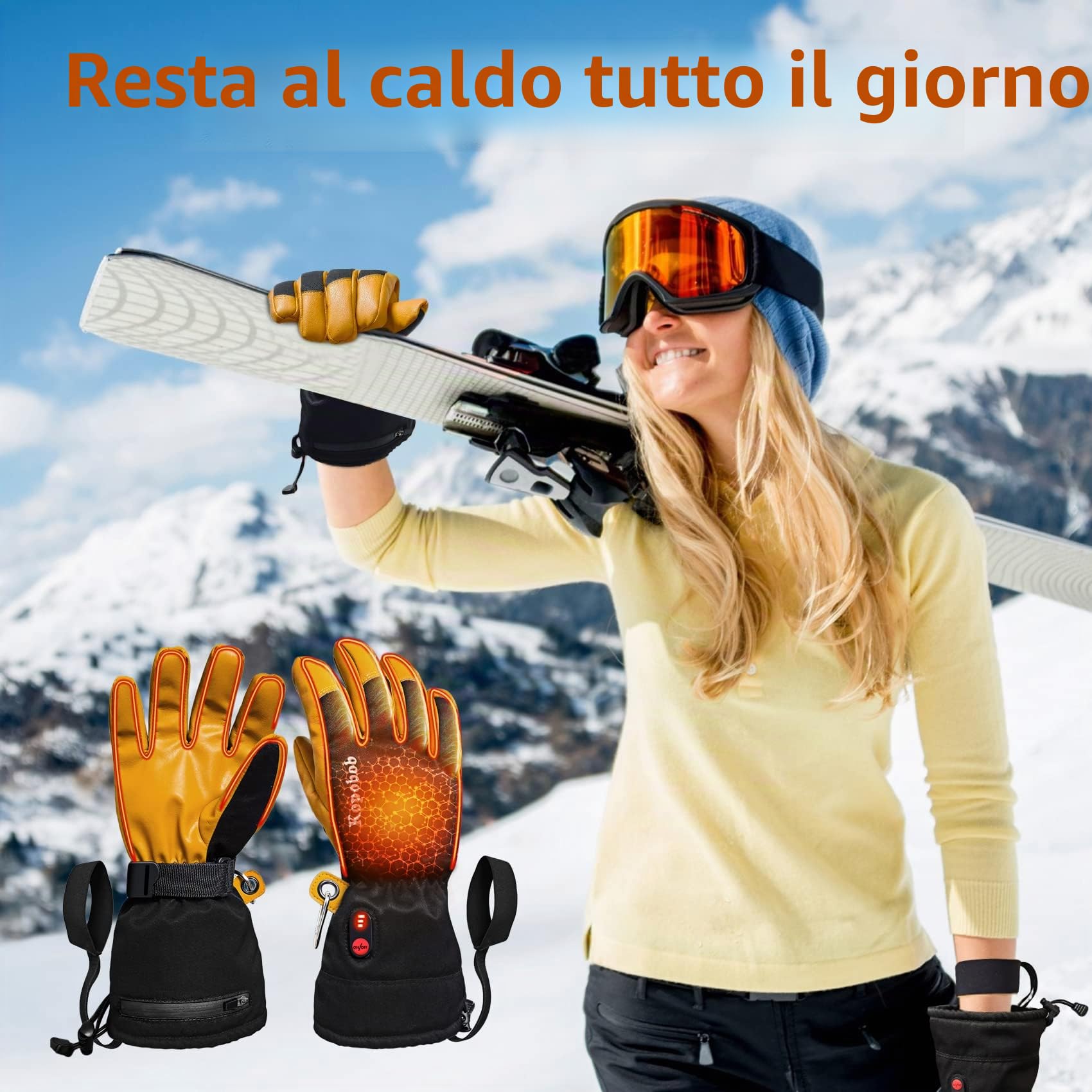 Guanti Riscaldati Donna, i Guanti Moto Riscaldati Uomo EXCLUSKY sono Ricaricabili. Guanti Riscaldati a Batteria USB. Batteria da 7,4 V 5000 mAh.Prima Scelta per il Ciclismo, lo sci e il Lavoro.