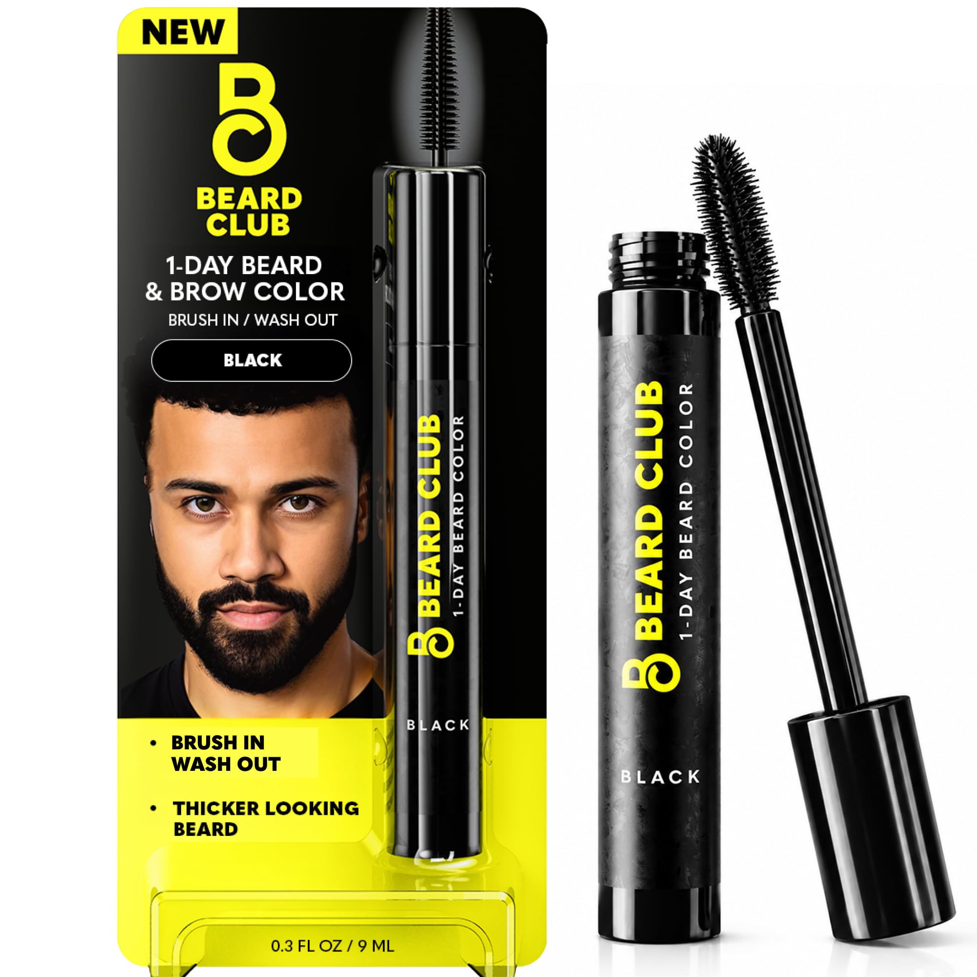 The Beard Club 1 Day Temporary Beard Dye for Men - Black Beard, Mustache & Eyebrow Color…
