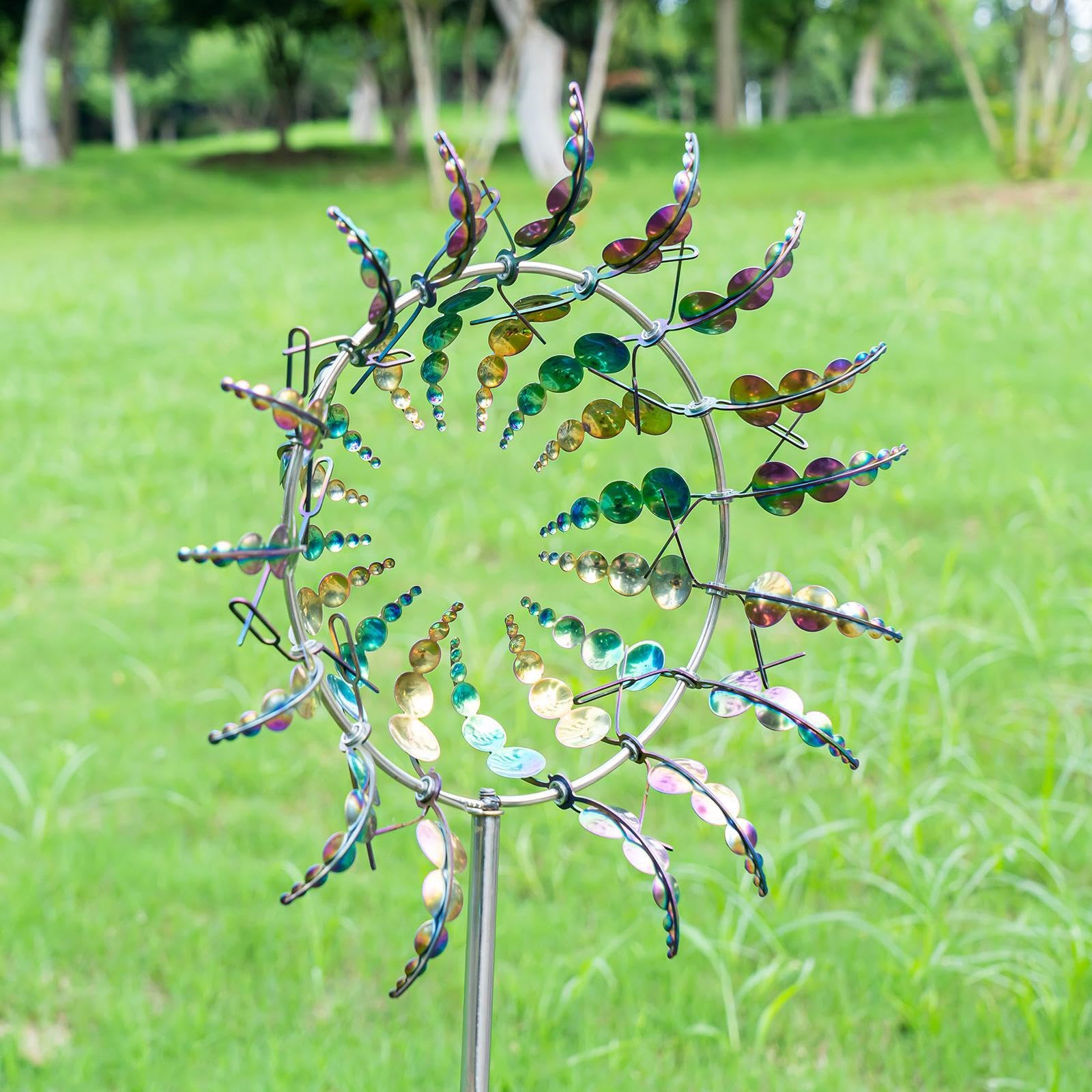 Molinillos de viento para exteriores, molino de viento de metal para arte de patio, molinillo de viento de girasol al aire libre, molinillos de viento de jardín, coloridos mágicos y únicos, molinillos