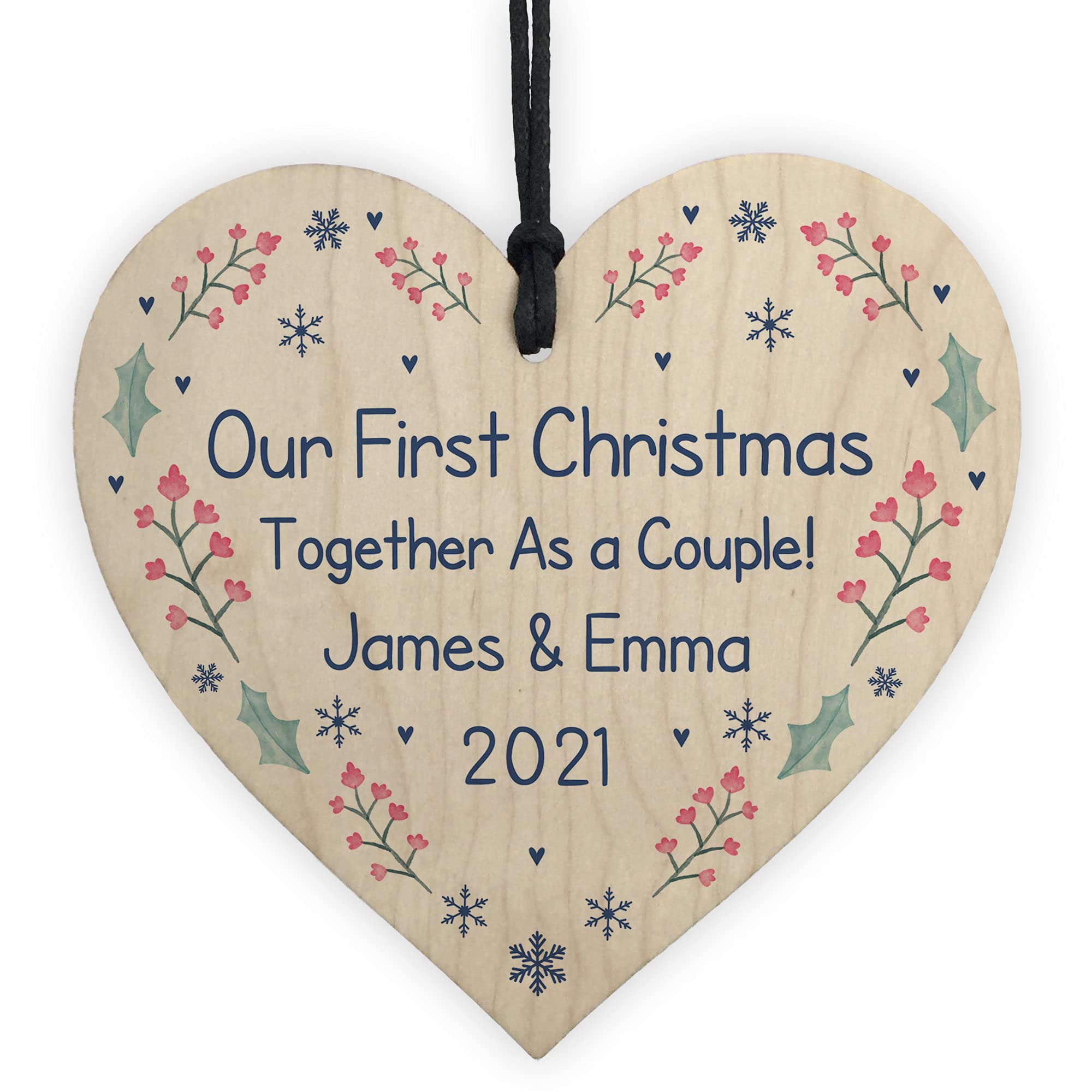 Personalised First Christmas As A Couple Wood Bauble Tree Decoration Couple Gift