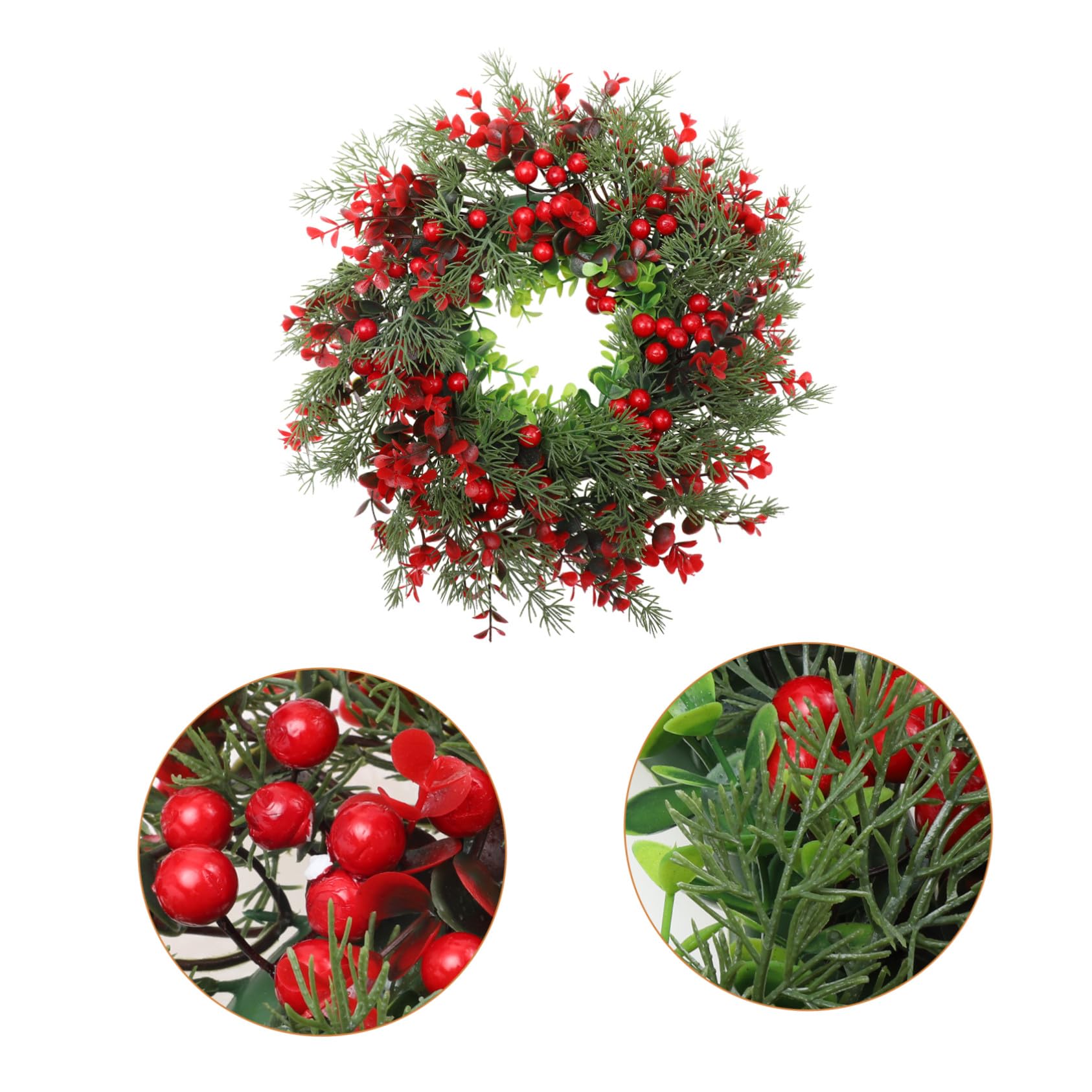 Guirnalda Navideña Colgante Decorativa para Puerta, 40 Cm, Material Plástico Resistente, Decoración De Bayas Rojas Simuladas, Uso Interior y Exterior para Fiesta Navideña