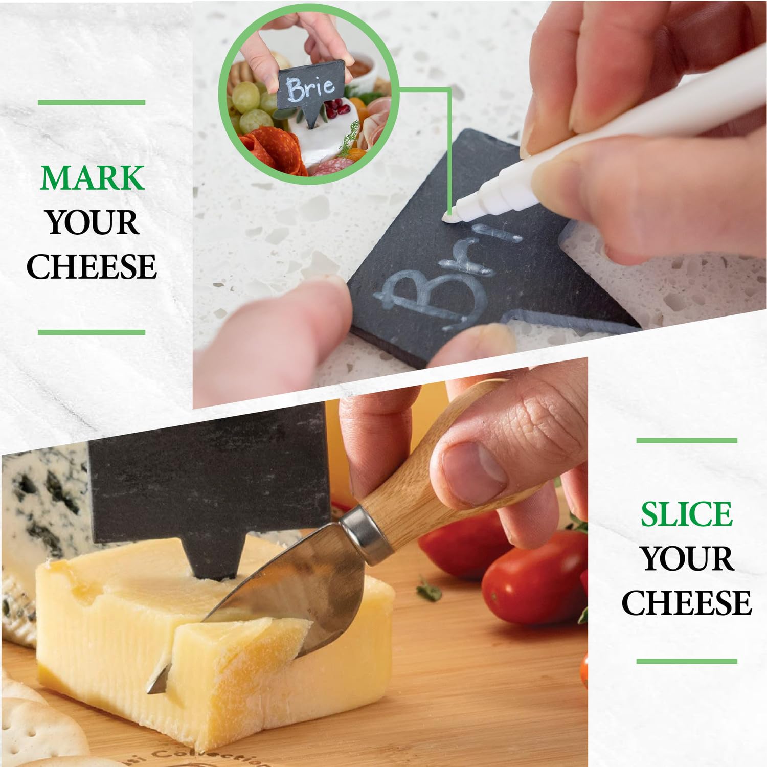 Planche à fromage en bambou avec 3 tiroirs et ustensiles - Plateau rond inclus - Cadeau de mariage, d'anniversaire, de pendaison de crémaillère pour famille, femme, couple
