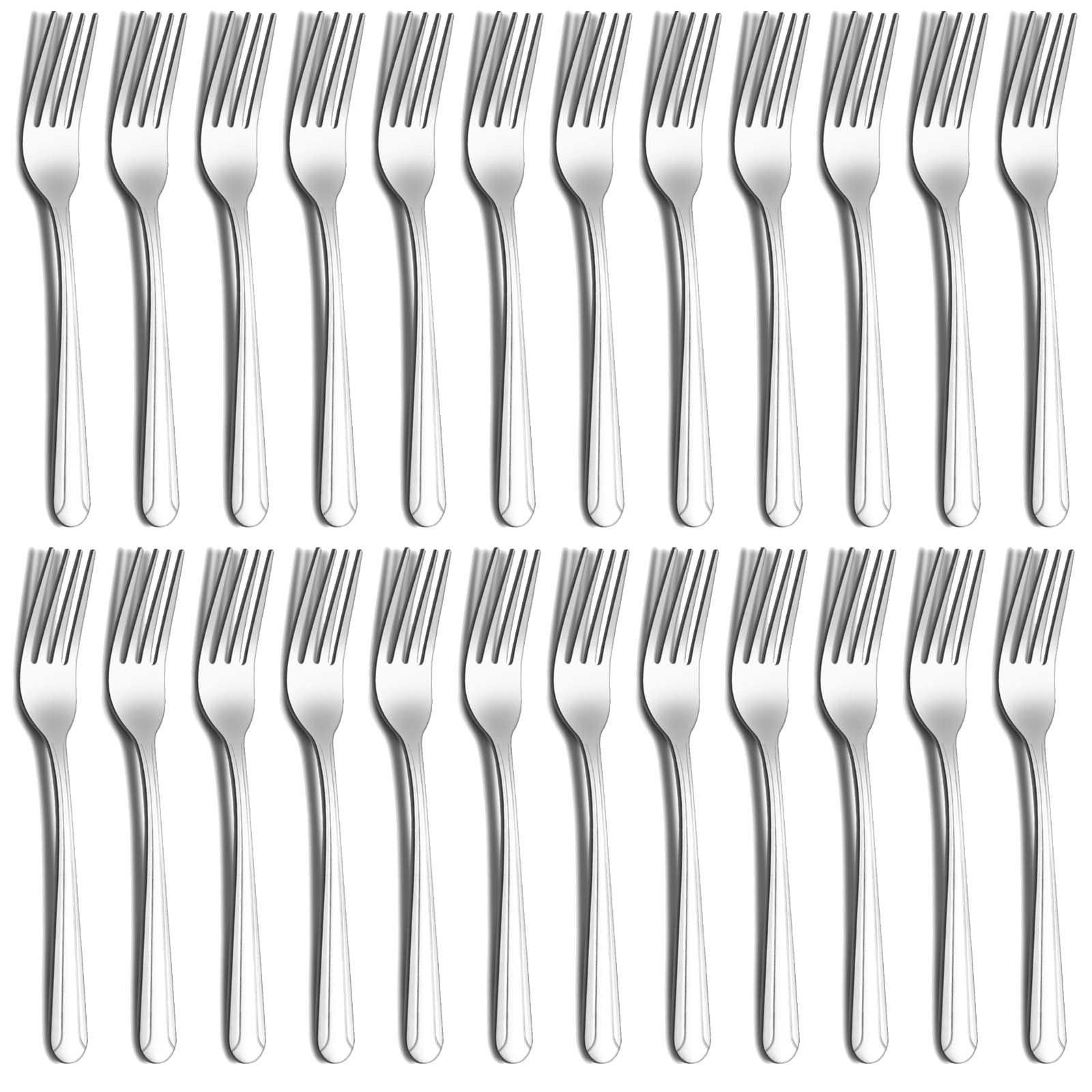 hunnycook Set di 24 forchette da tavola in acciaio inox, confezione da 24, convenienti e utilizzate come forchette da dessert, ristoranti, per uso alimentare e lavabile in lavastoviglie.