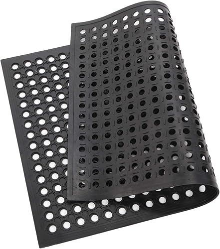 Miniatura 3 de Tapete de cocina industrial  Tapete hexagonal antifatiga de 35 x 23 pulgadas  Tapete de goma antideslizante para drenaje  Tapetes de bar resistentes
