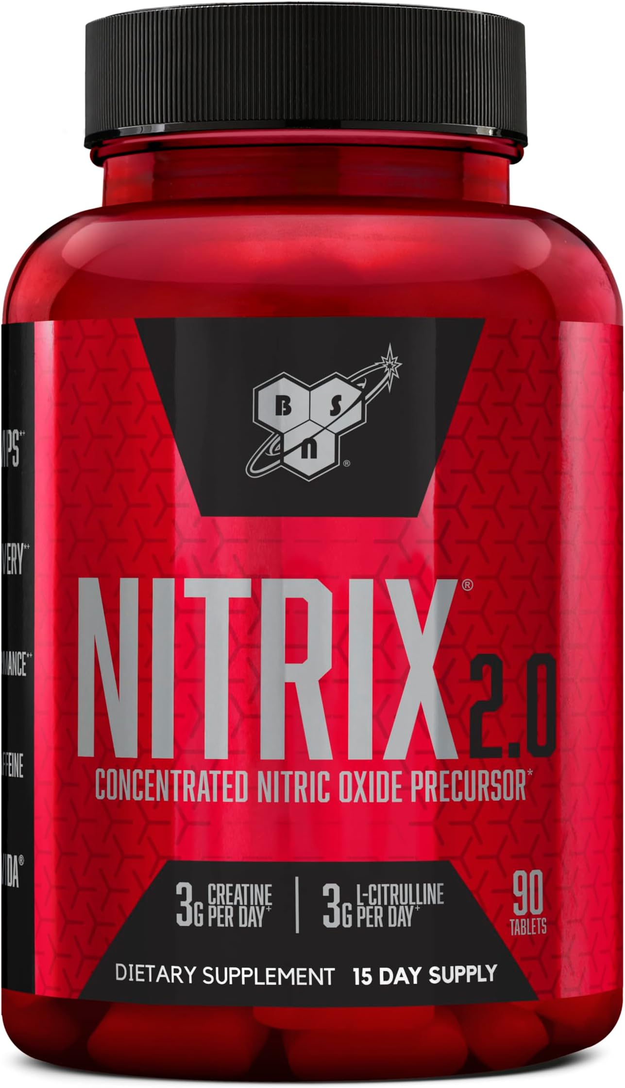 NITRIX 2.0, Workout Supplement, Nitric Oxide Precursors, 3g Creatine, 3g L Citrulline, L-Citrulline, Supports Workout Performance, Pumps, Muscle Recovery and Endurance, 90 Tablets, 30 Servings