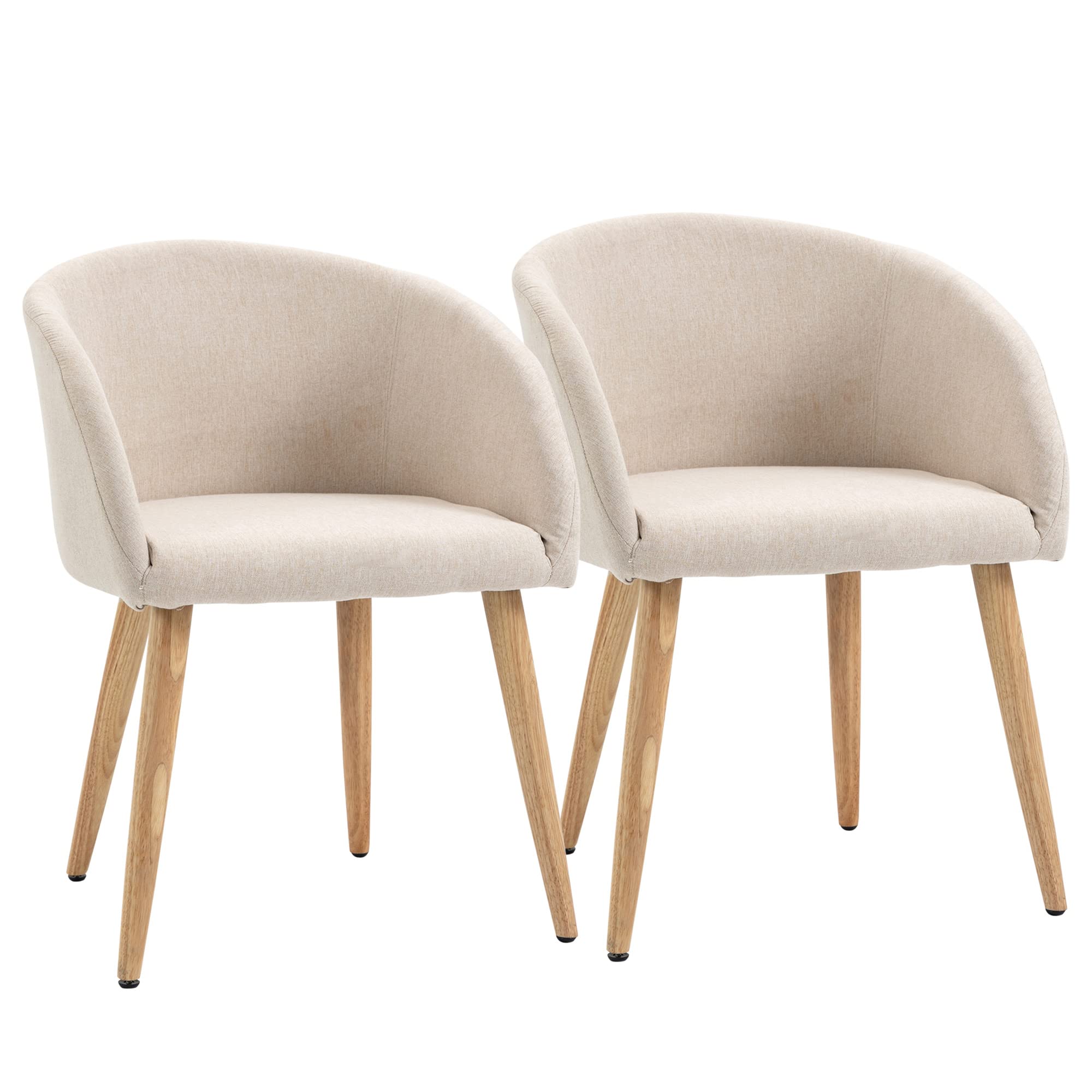 HOMCOM Esszimmerstühle 2er Set Küchenstuhl mit Rückenlehne Modern Beige