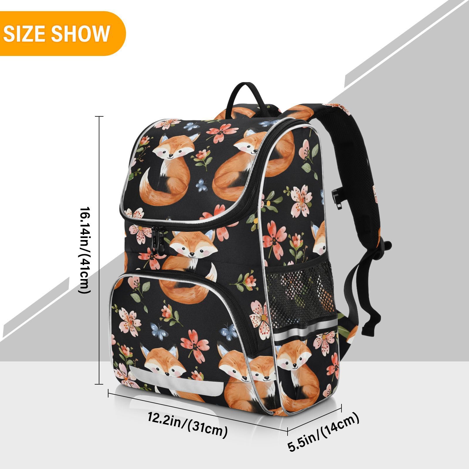 Mnsruu Kinder-Rucksack für Schule, Mädchen und Jungen, Büchertasche für Grundschule, mit reflektierenden Streifen, C2686, 41x31x20cm, Rucksack Backpacks