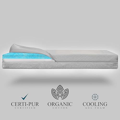 Miniatura 2 de Colchón de algodón orgánico para cuna de doble cara, colchón de espuma viscoelástica prémium de 2 etapas para bebé, hipoalergénico CertiPUR-US,