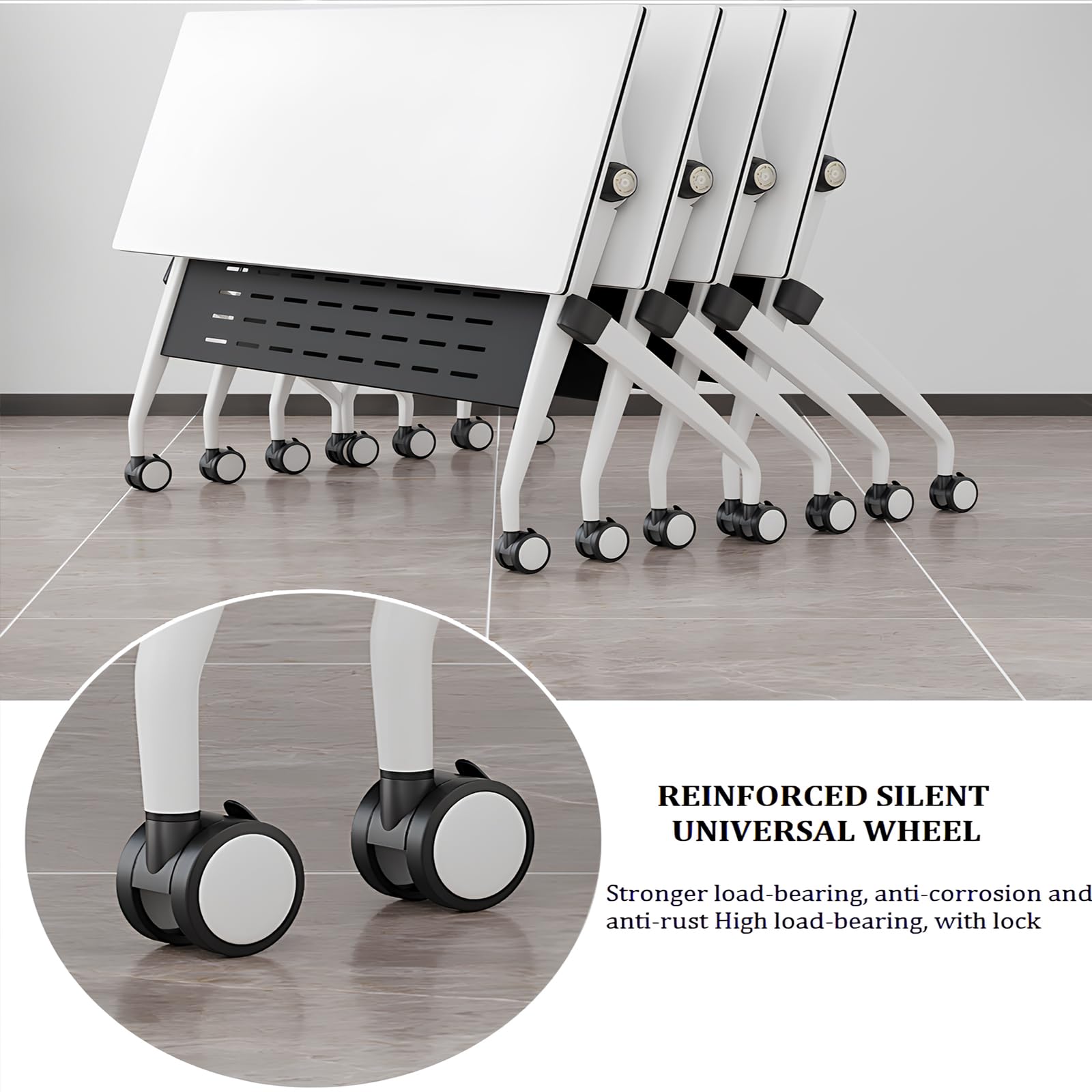 Klappbarer Konferenztisch, Konferenzraumtisch-Set mit Tisch und Stühlen (1 Tisch und 2 Stühle), mobiler, klappbarer Besprechungstisch für Büro, Klassenzimmer, 120 x 60 cm