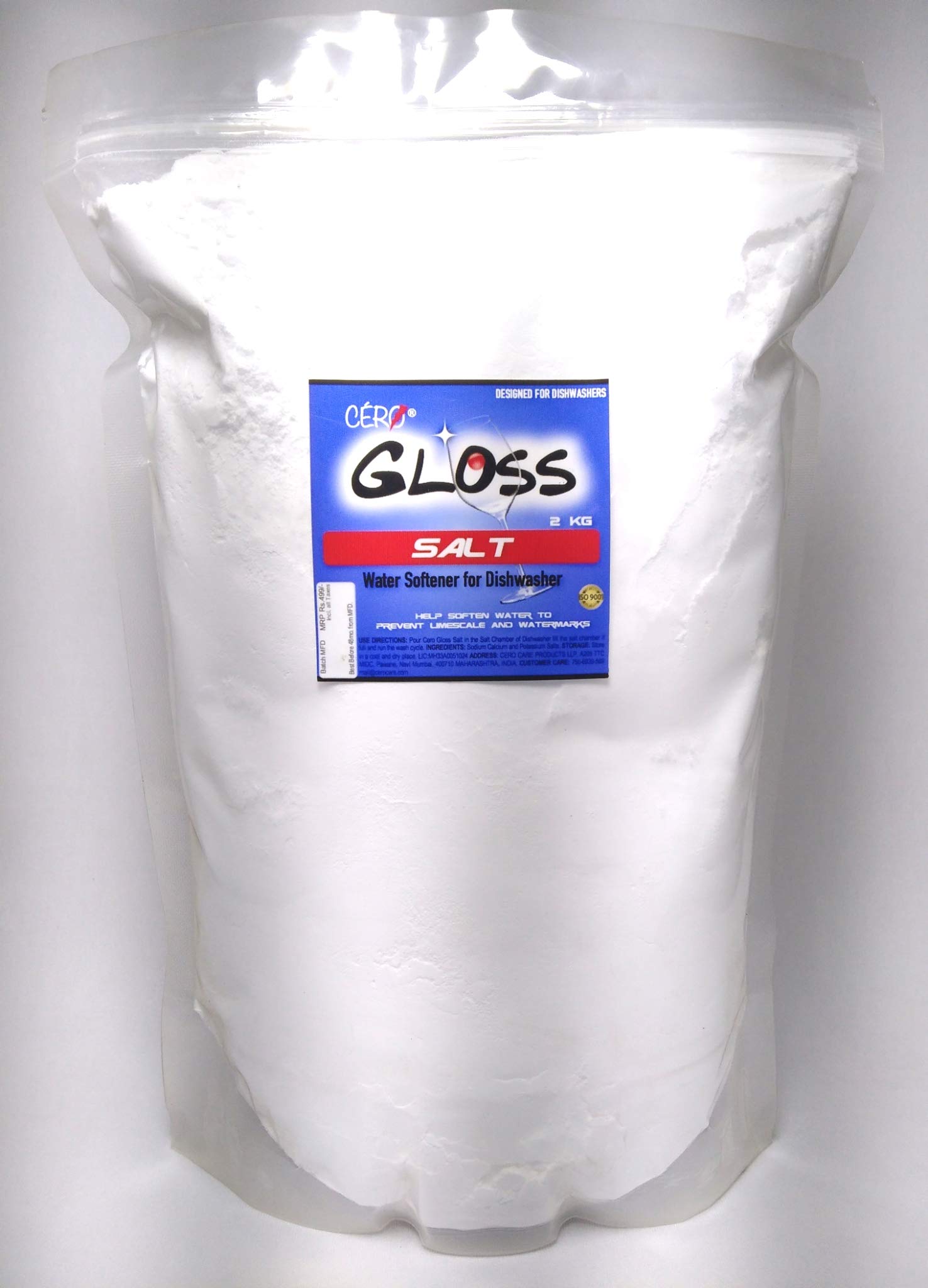 CERO GLOSS SALT WATER SOFTENER | For Dish Washer | Use with any Brand of Detergent/Machine (2KG)