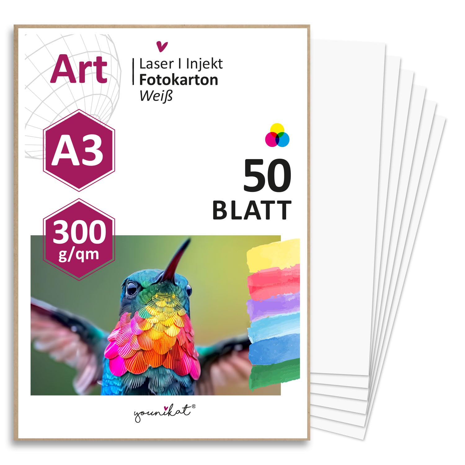 5x Bastelmappe DIN A3 – Je 20 Blatt (50 Bastelkarton & 50 Bastelpapier), 10 Verschiedene Farben