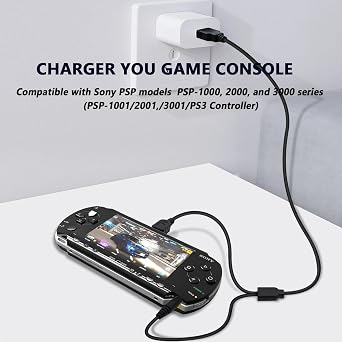 PSP Charger Cable for Sony PSP 1000 2000 3000, PS Vita Charger Cable for PlayStation Vita 1000 USB Data Cable & Charging Cord 3FT