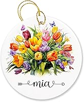 Vista 14 de Adorno de Navidad de flor de caléndula 2025, adorno de Navidad personalizado de caléndula para familiares y amigos, regalo personalizado