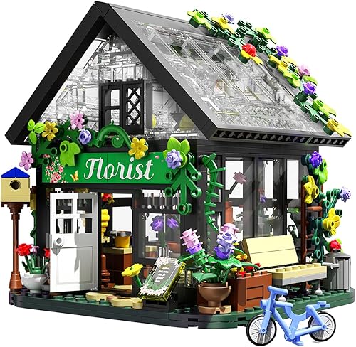 Juego de construcción de casa de flores con luz LED, compatible con el juego de bloques de la serie de plantas de flores de Lego, juego de