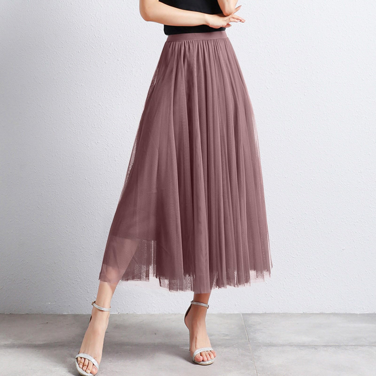 Gonna lunga da donna per danza e festa, linea ad A, in tulle, 2026