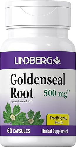 Lindberg Cápsulas de raíz Goldenseal | 500 mg | 60 cápsulas | Hierba tradicional | Suplemento de extracto | Sin OMG, sin gluten