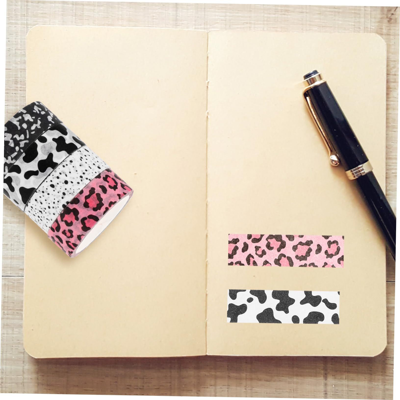 STOBOK 20rollen Vintage Washi Tape Cartoon-muster Für Scrapbooking Bastelprojekte Dekorative Klebebänder Milch Und Leoparden-designs Für Journale Und Geschenkschachteln