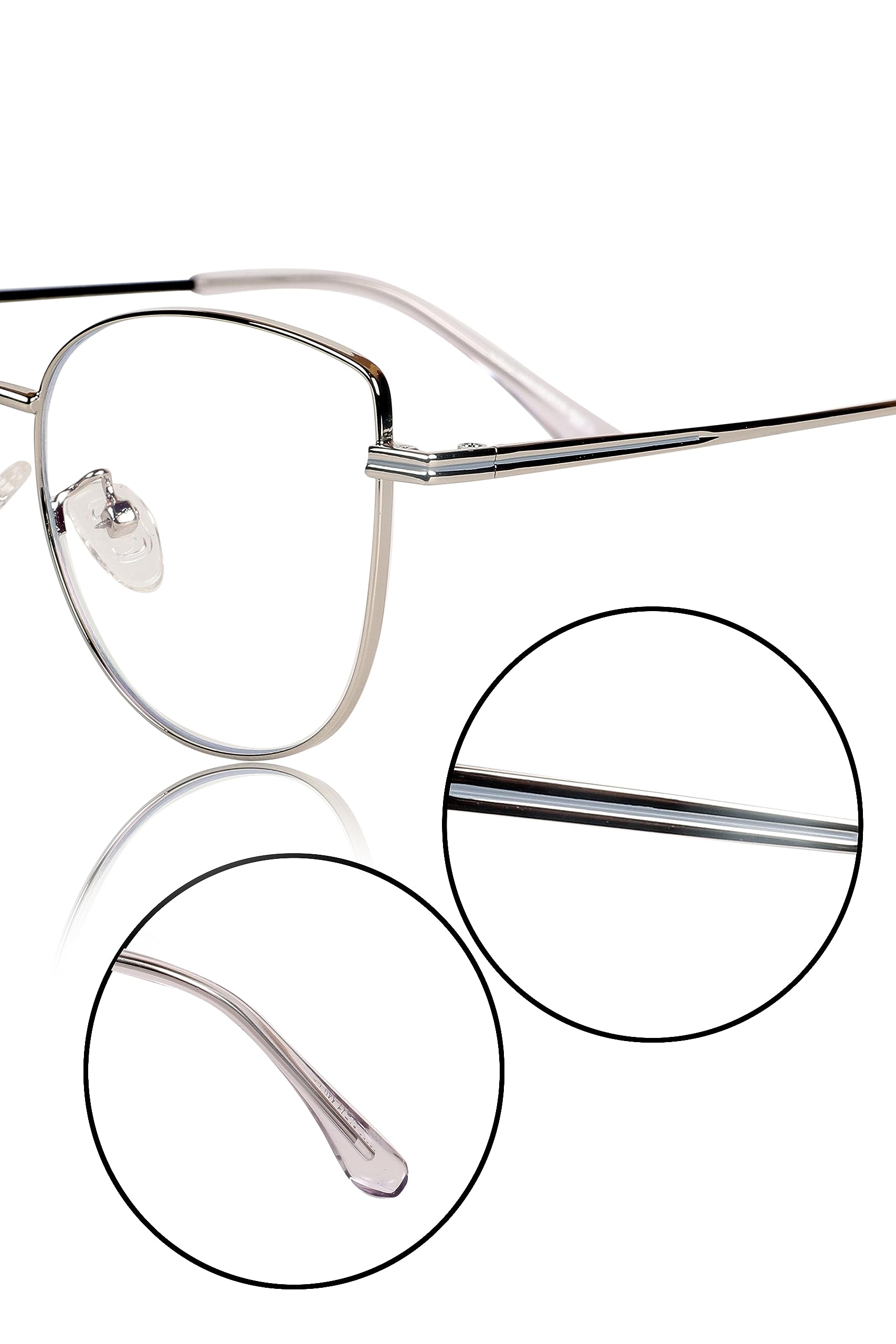 Jodykoes Cat Eye Frames for Women Premium Series Designer Eyeglasses with Blu Cut Anti-Glare Protection | Fashionable Metal Frames for Eyeglasses Woman (Silver) - Image 3 thumbnail