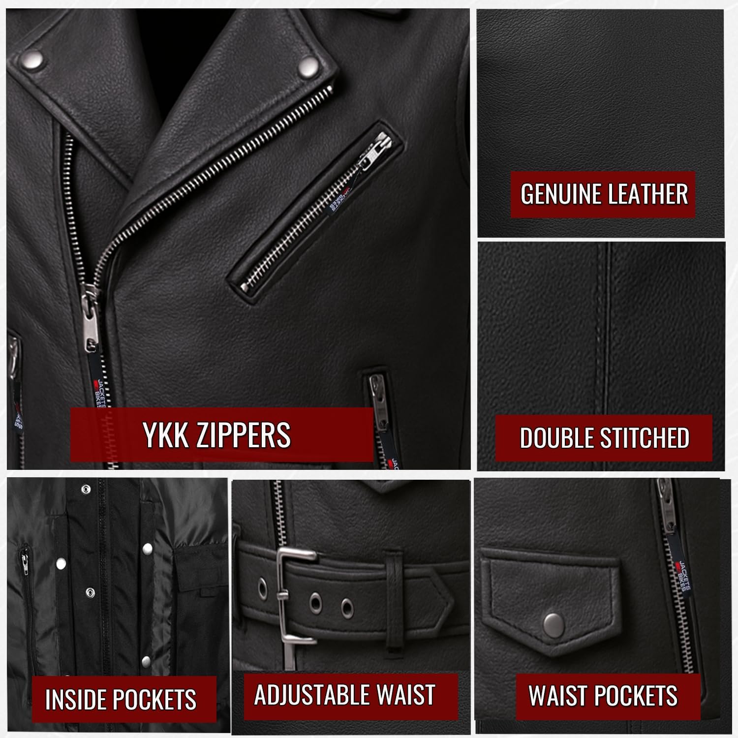 Jackets 4 Bikes Men's Classic Buffalo Leather Motorcycle Biker Vest | Vintage Cruiser Vest for Men, | Stylish Street Club Riding Black L - Image 7