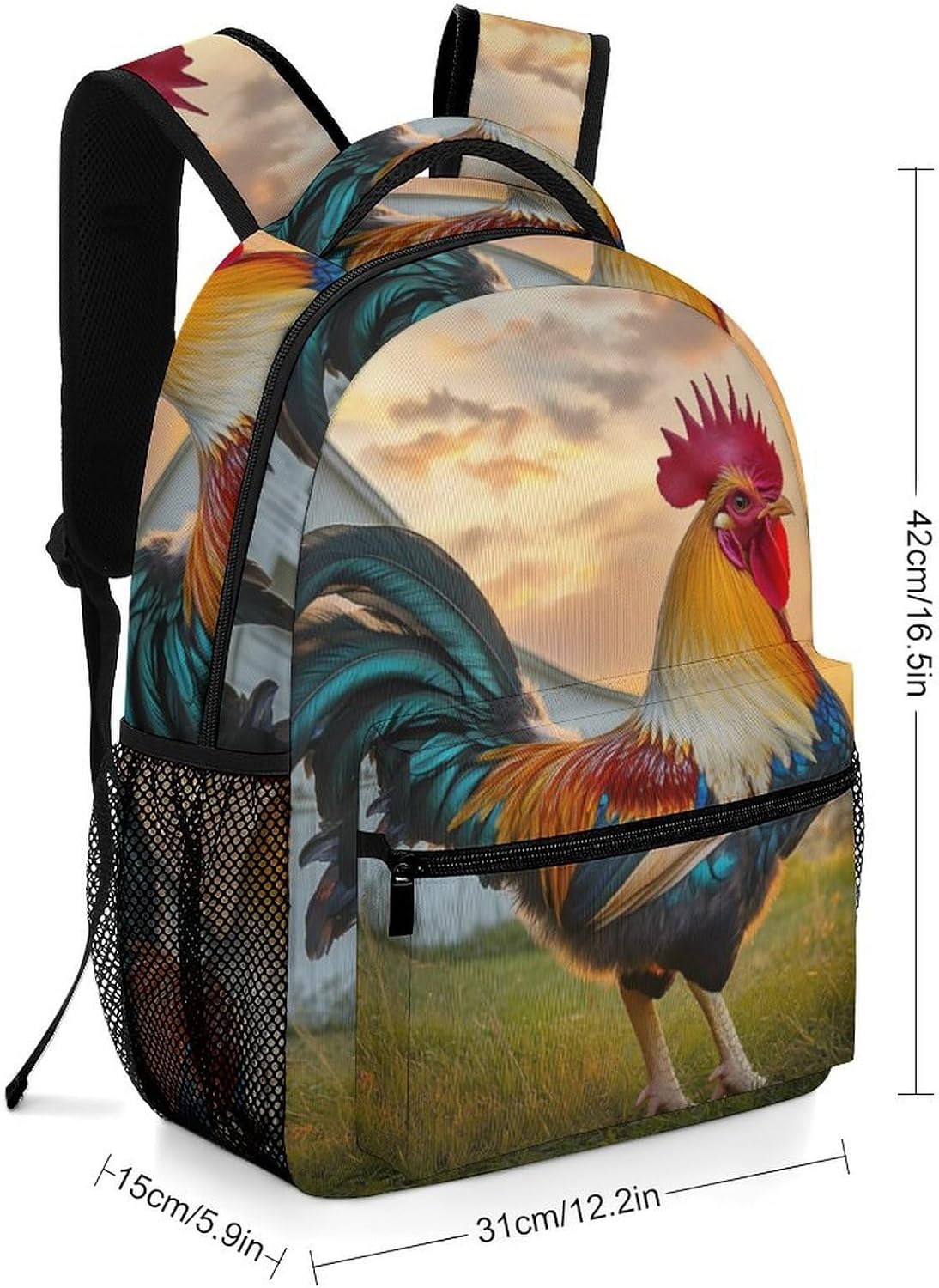 Rooster Farmhouse Laptop Backpack Lightweight Travel Daypack Shoulder Bag for Men Women