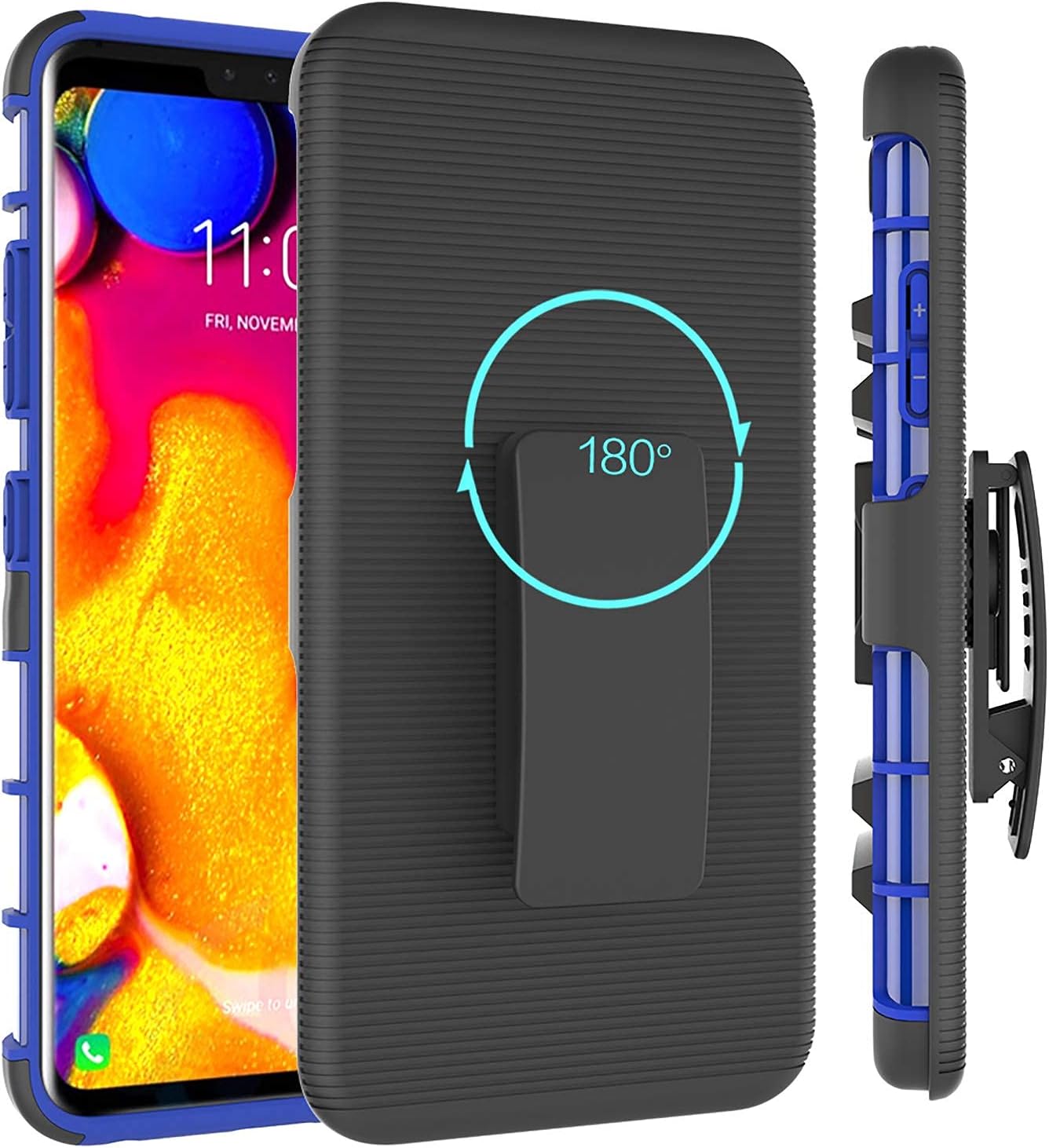 Jeylly Compatible with LG V40 ThinQ Case, Glitter Bling Luxury Crystal Dual Layer Shockproof Hard PC Soft TPU Inner Protector Case Cover for LG V40 ThinQ/LG V40 - Turquoise