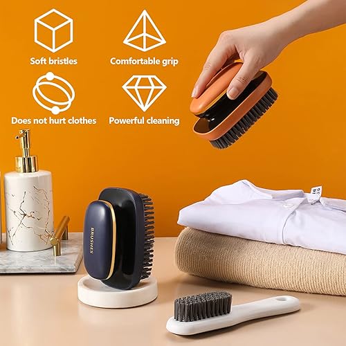 Miniatura 2 de 2 cepillos de limpieza con agarre cómodo, cepillo de cerdas suaves para lavandería, cepillo de limpieza para el hogar, para ropa, alfombra, piso,