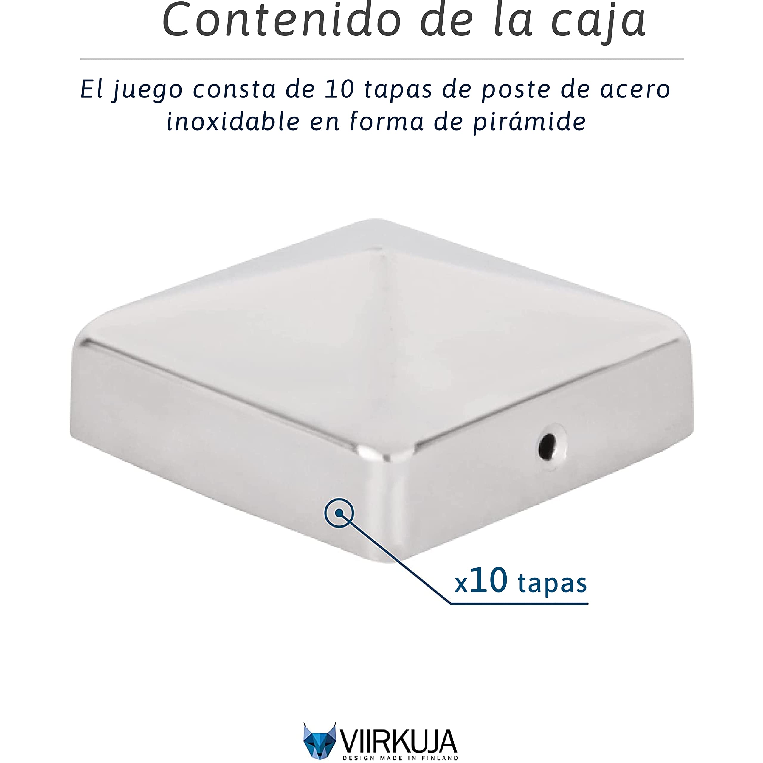 10 tapas para postes de valla (70 x 70 mm) | acero galvanizado | forma pirámide | tapa para postes de madera | acero galvanizado | forma pirámide | tapa para postes de madera con tornillos VIIRKUJA
