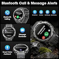 Vista 5 de Reloj inteligente militar para hombre con GPS, llamada Bluetooth AMOLED de 1.43 pulgadas, linterna LED, reloj táctico resistente para Android iOS