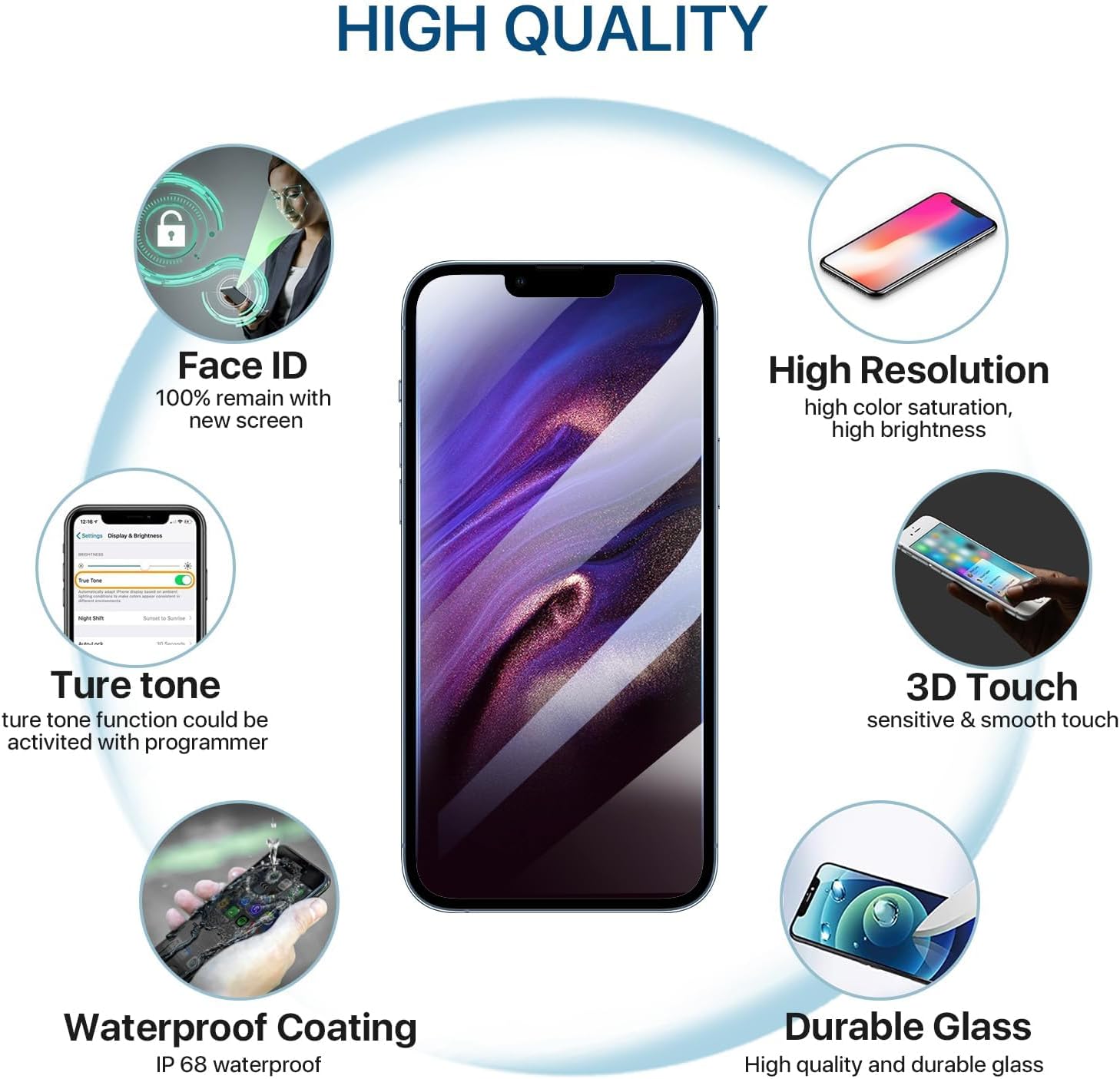 iPhone 13 Pro LCD Display Replacement Kit with Frame & Digitizer, Full Assembly with Repair Tools and Waterproof Adhesive – for iPhone 13 Pro (6.1 inch)